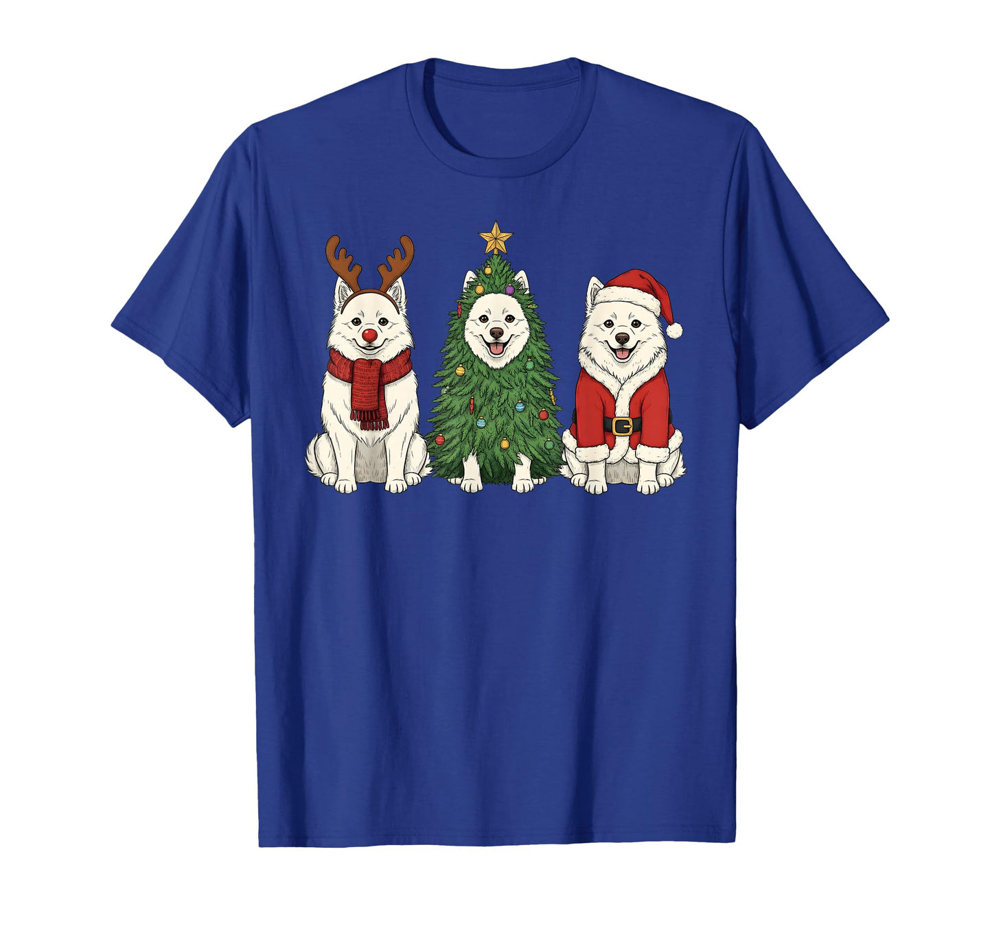 Retro Christmas American Eskimo Dog Santa Reindeer Dog Lover T-Shirt