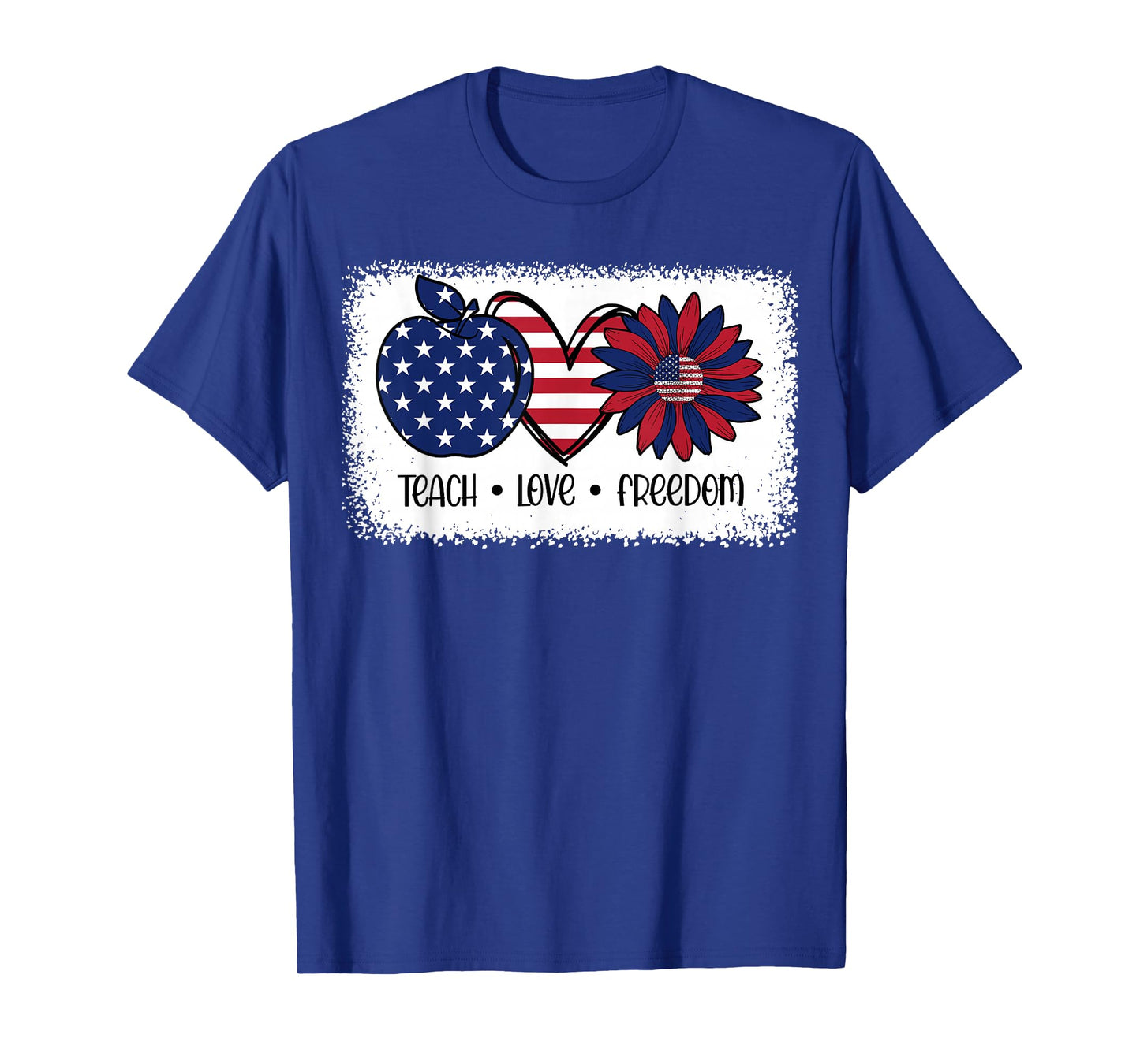 American Flag Teach Love Freedom Preschool Teacher 4th July T-Shirt