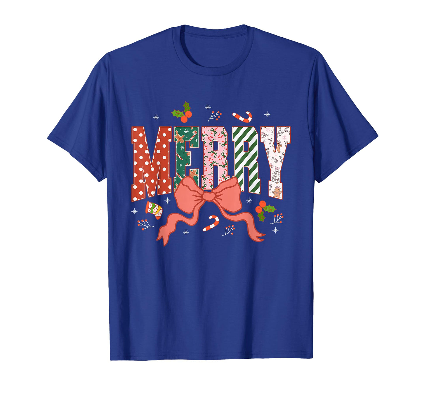 Coquette Merry Christmas Xmas Merry and Bright Family Womens T-Shirt