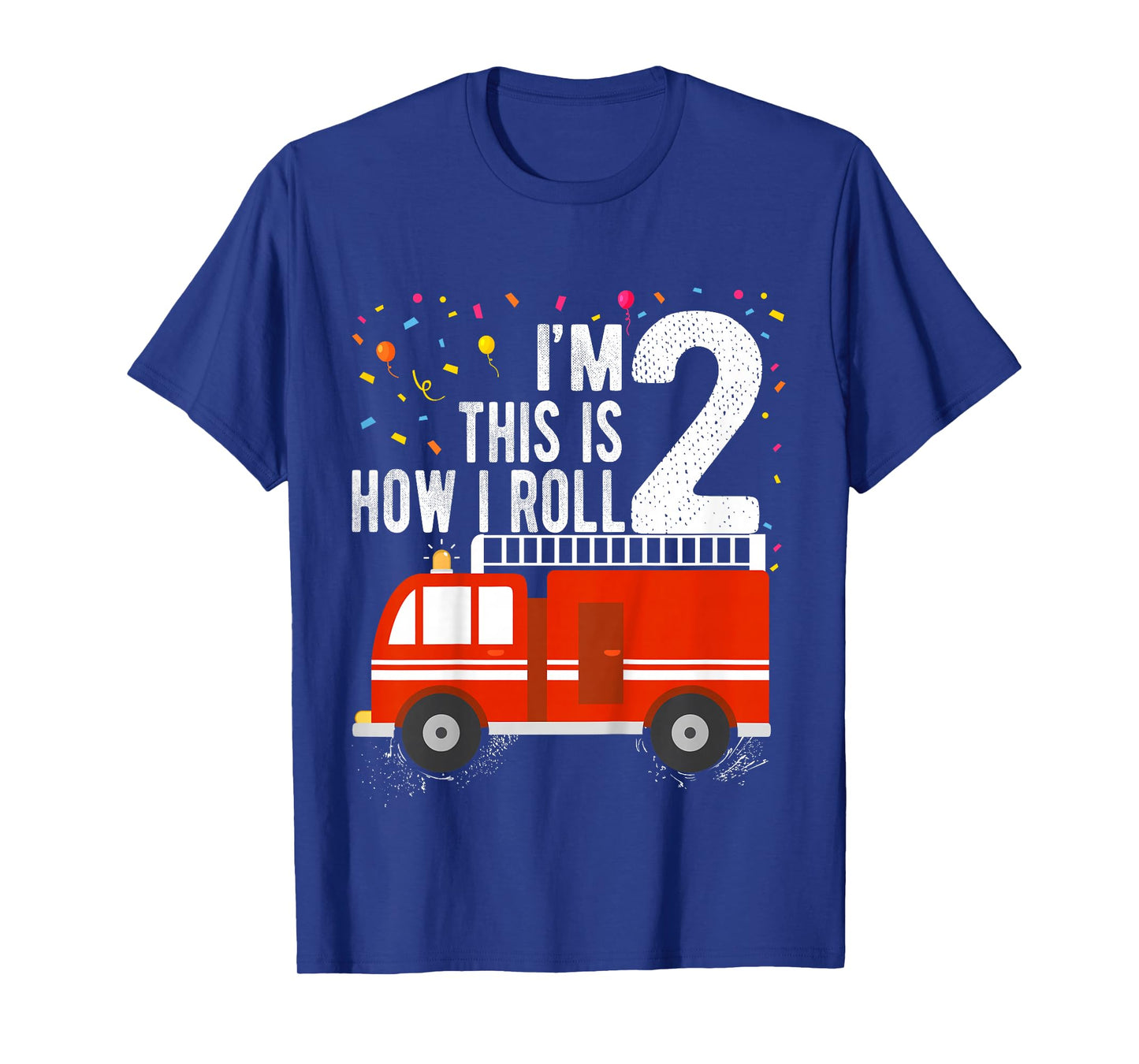 Fire Truck 2nd Birthday Boy 2 Year Old Firefighter T-Shirt