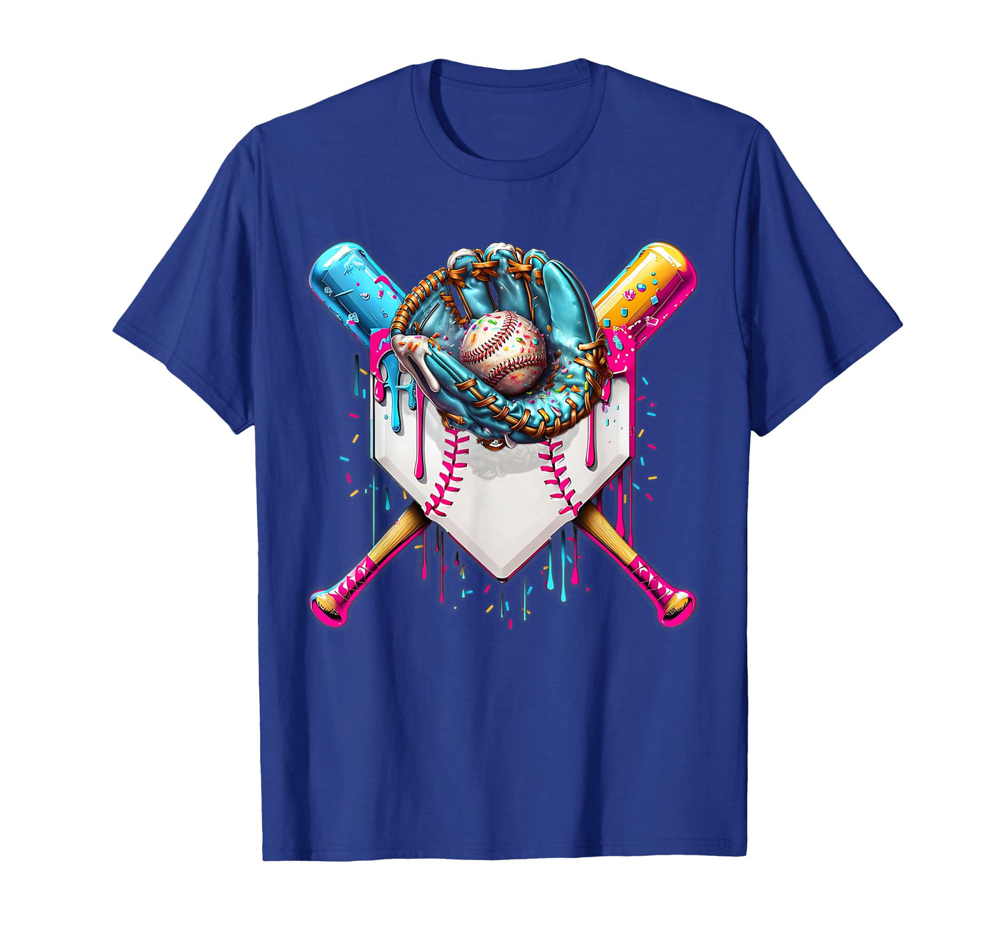 Baseball Drip Ice Cream Sprinkless Plate Glove T-Shirt