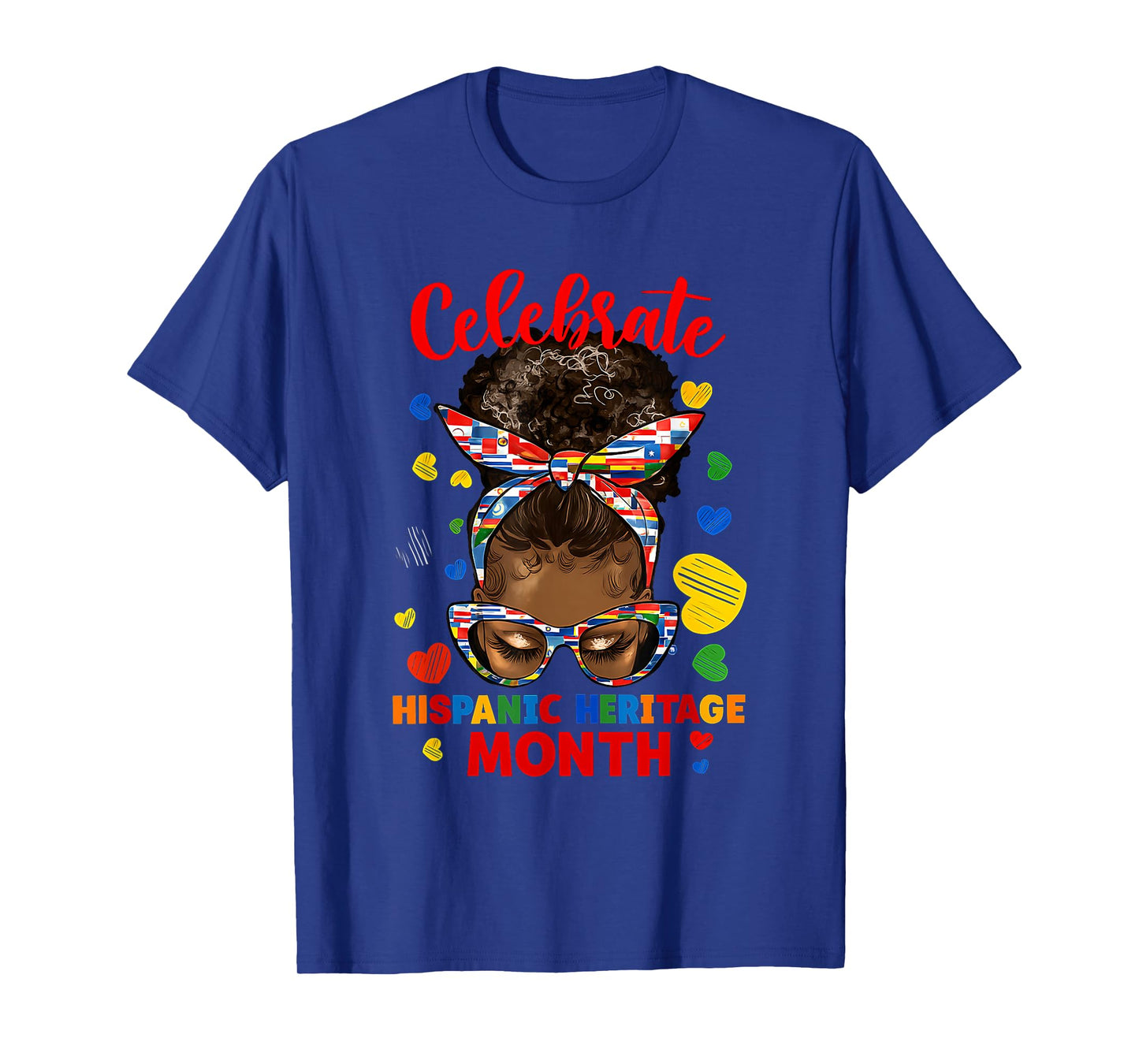 Messy Bun Countries National Hispanic Heritage Month Black T-Shirt