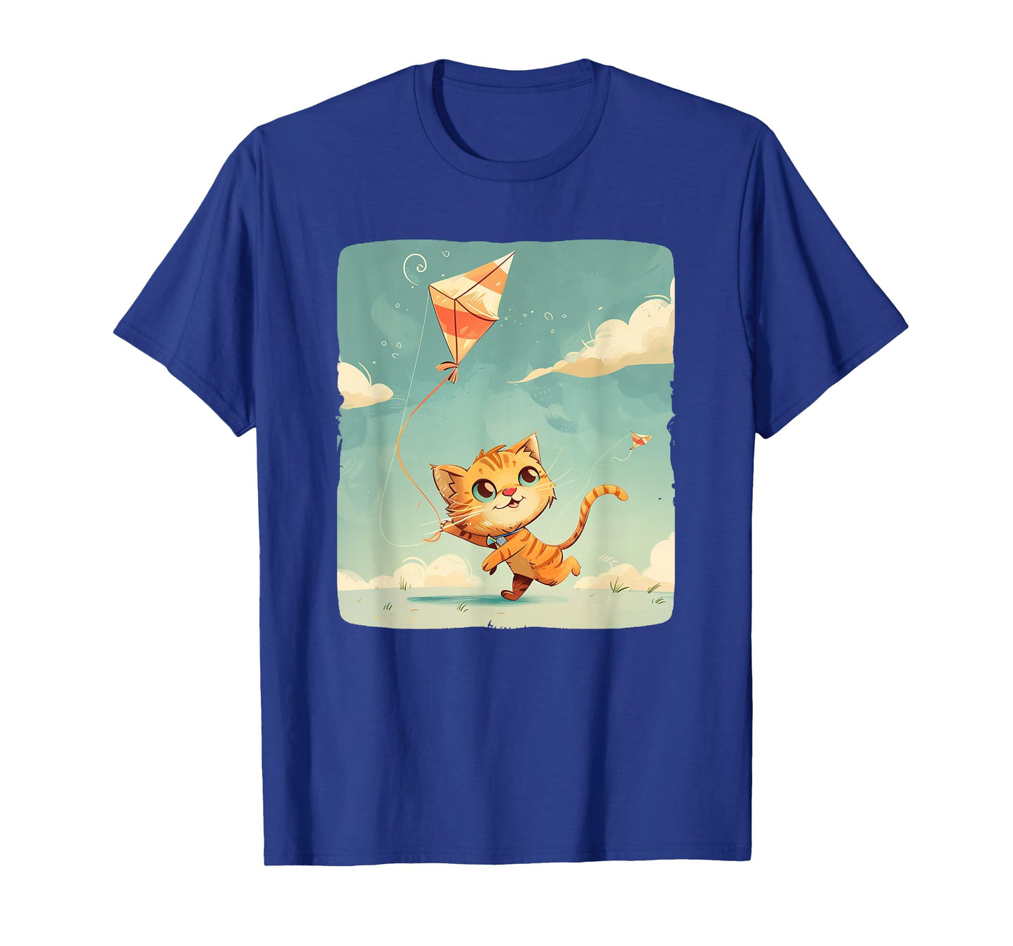 Whimsical Cat Flies Kites Graphic for a Breezy Adventure T-Shirt