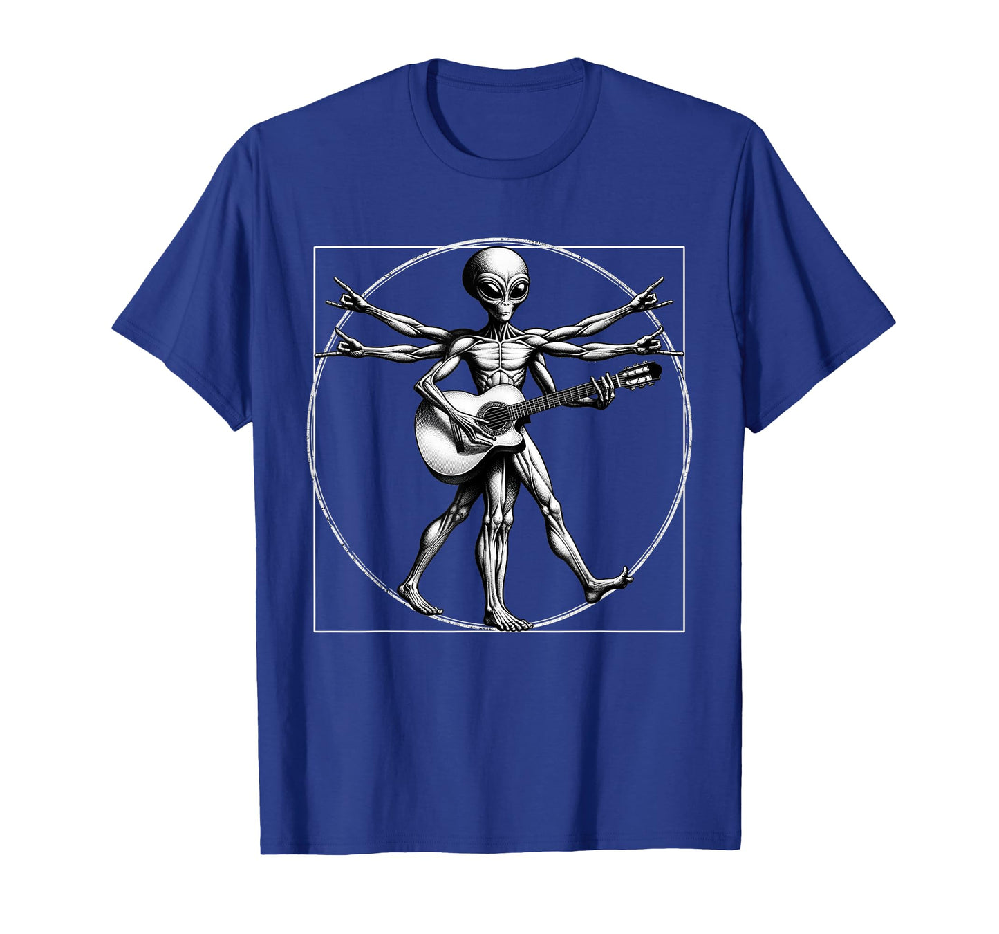 Vitruvian Man Alien Guitarist Funny Music Festival Rock On A T-Shirt