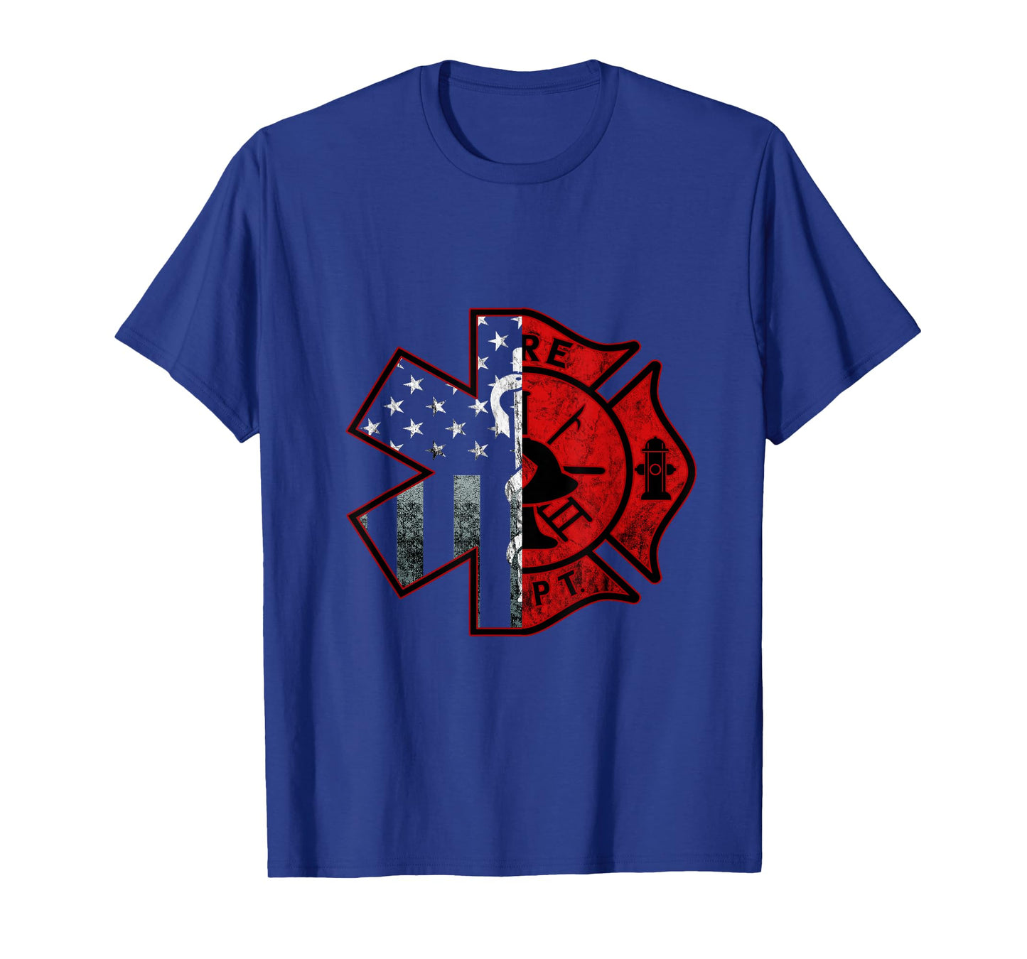 Firefighter Paramedic Symbol American Flag Fireman Fire T-Shirt