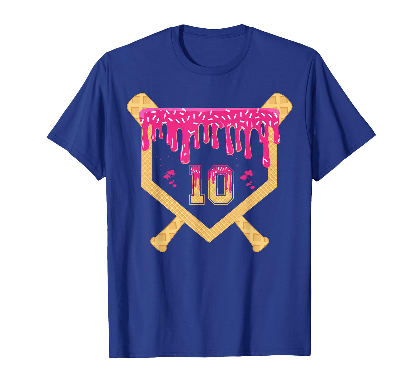 Baseball 10 Year Old Birthday Drip 10th Birthday Ice Cream T-Shirt