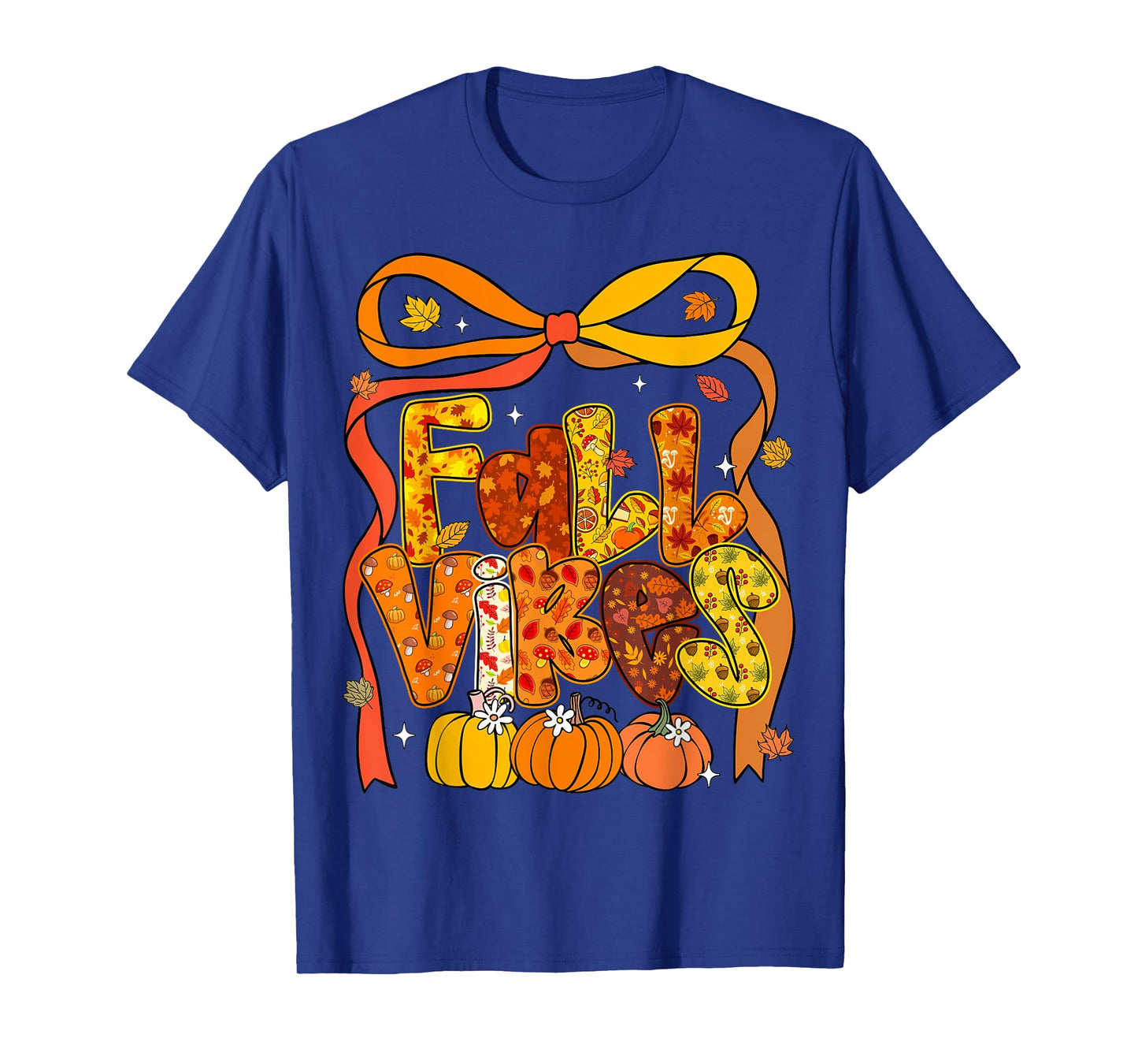 Coquette Bow Fall Vibes Pumpkin Thanksgiving Autumn Women T-Shirt
