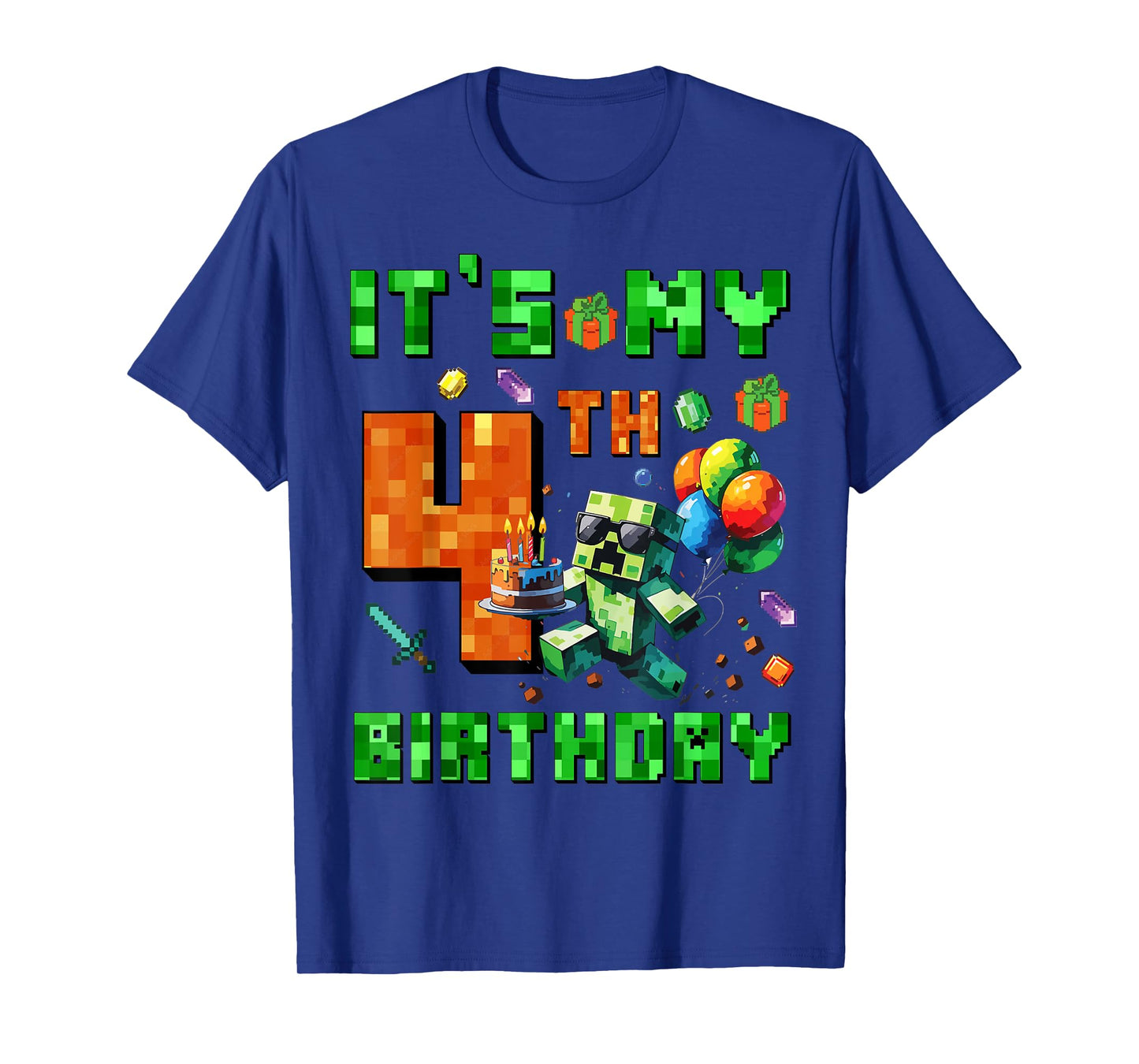 It's My 4th Birthday Pixel Number Video Game Gamer T-Shirt