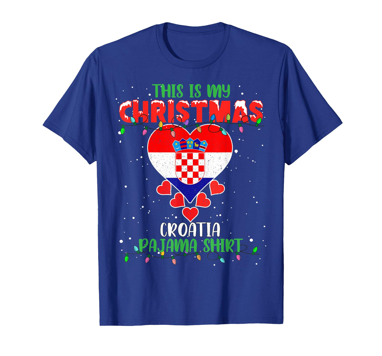 This Is My Christmas Lights Love Croatia Flag Pajama T-Shirt