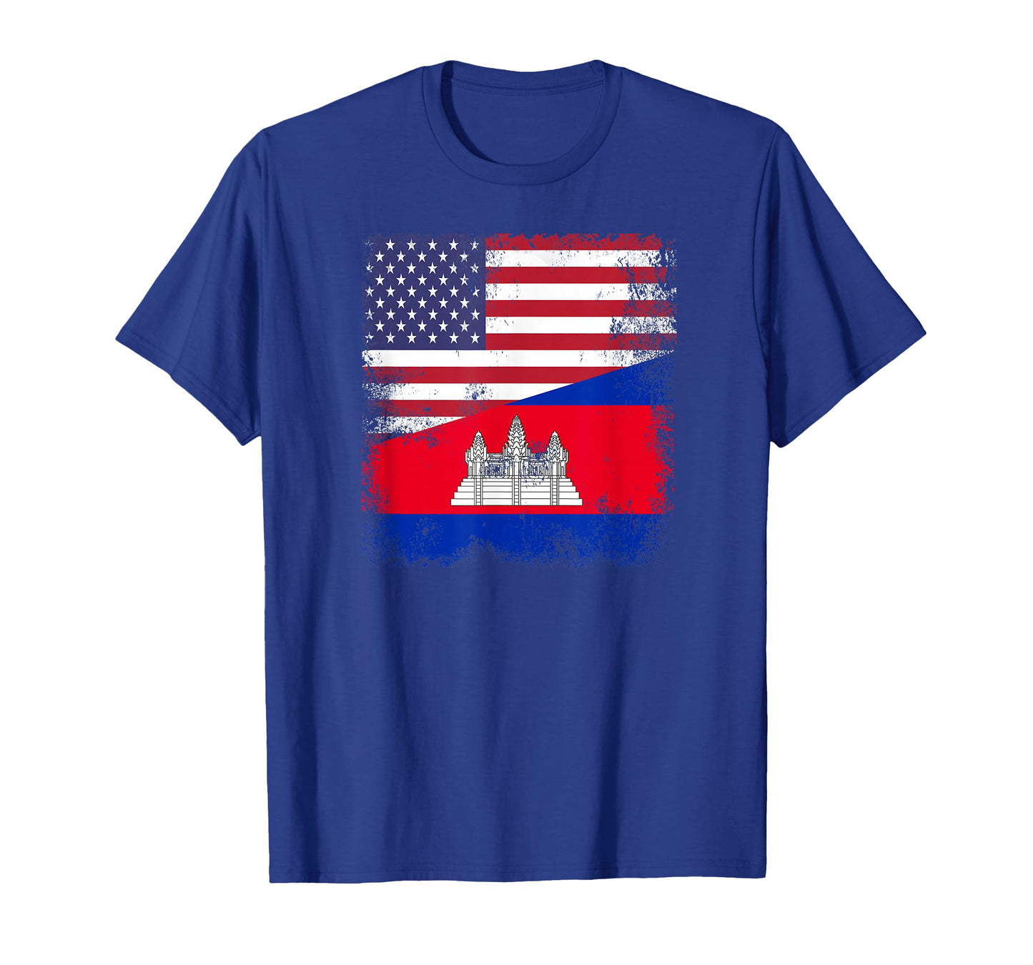 Half Cambodian Flag T-Shirt | Vintage Cambodia USA Gift T-Shirt