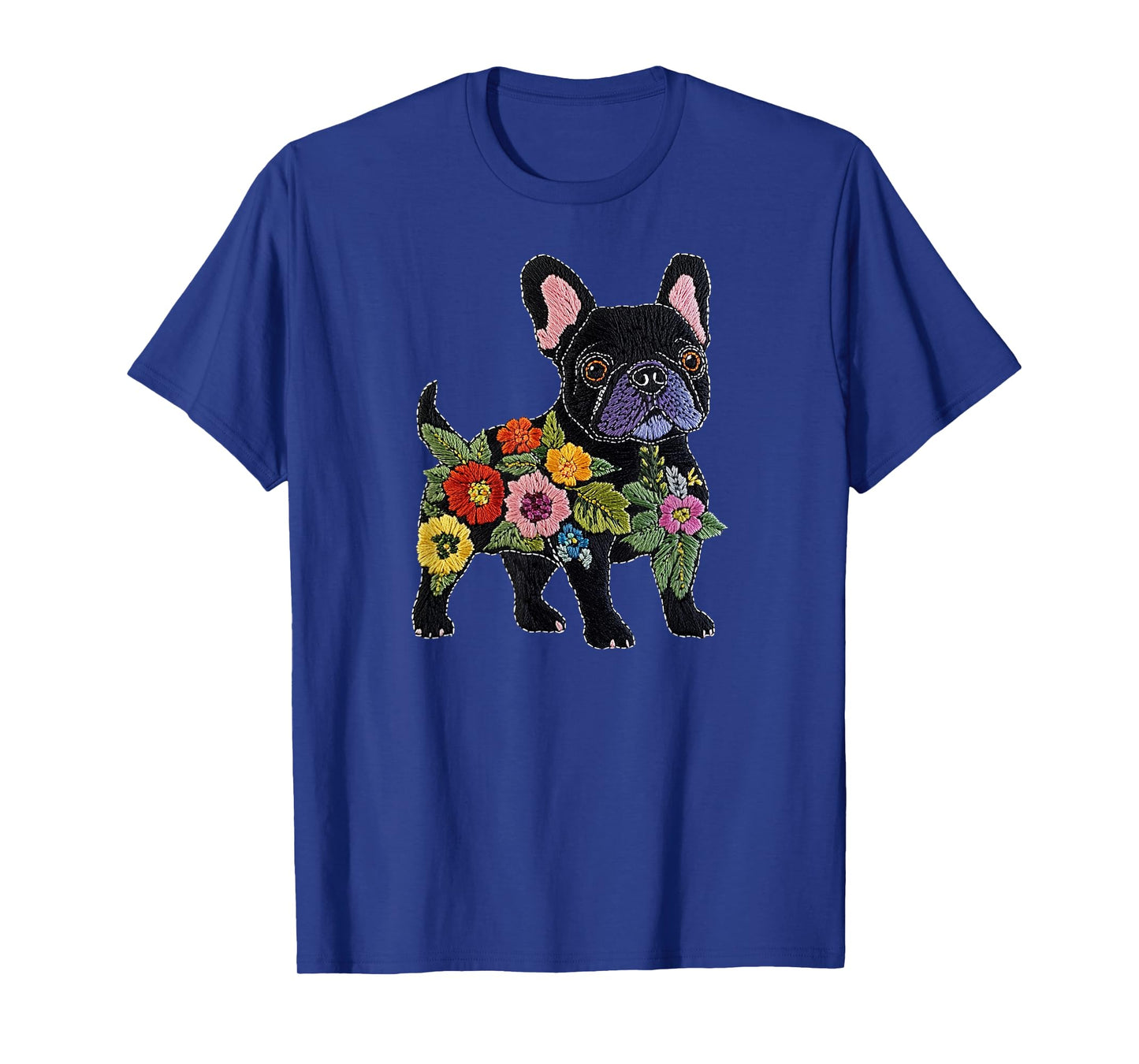 French bulldog Flower Funny Dog Silhouette Floral Women Men T-Shirt