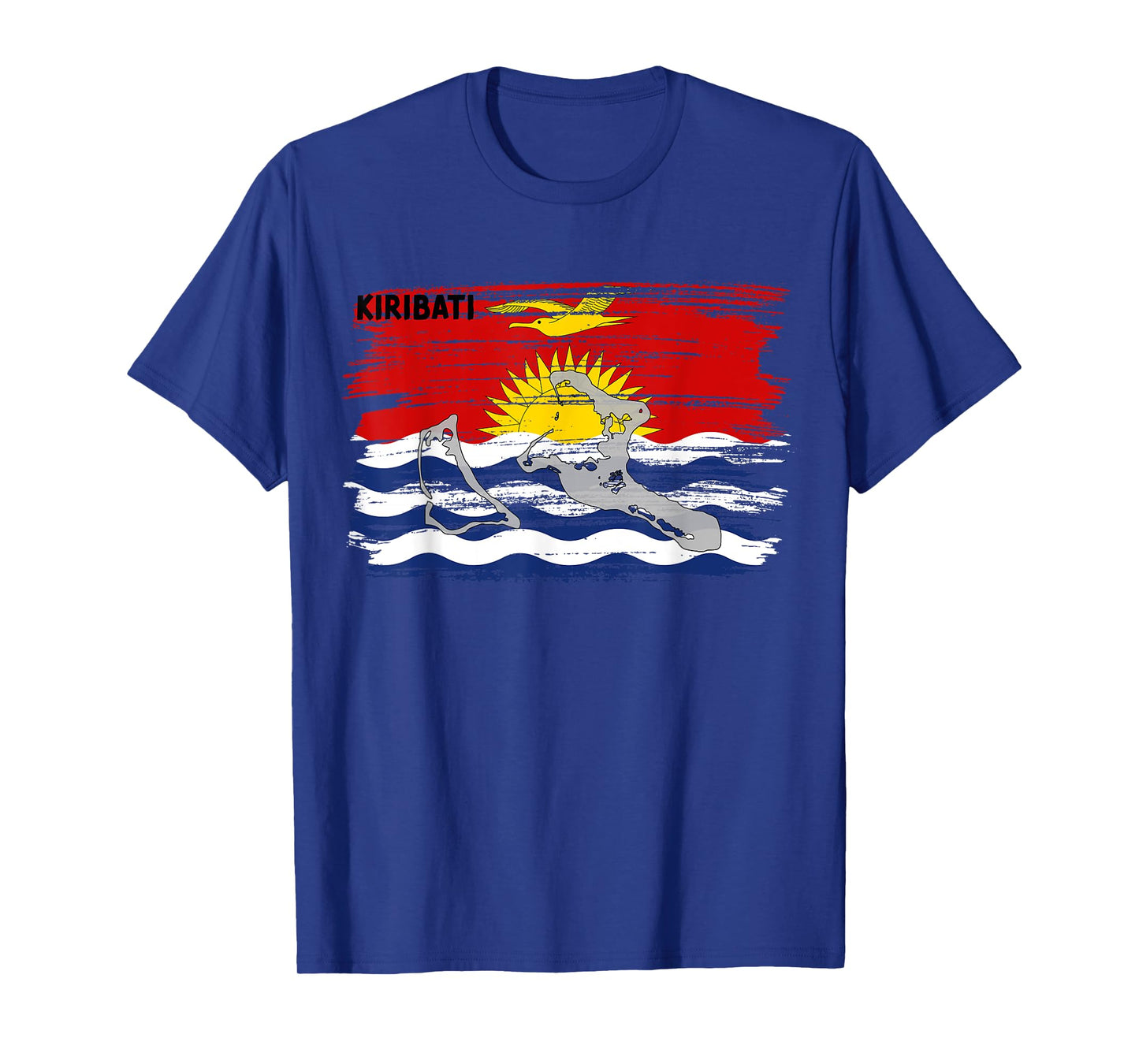 Kiribatian flag drawing with brush, sketch of Kiribati map T-Shirt