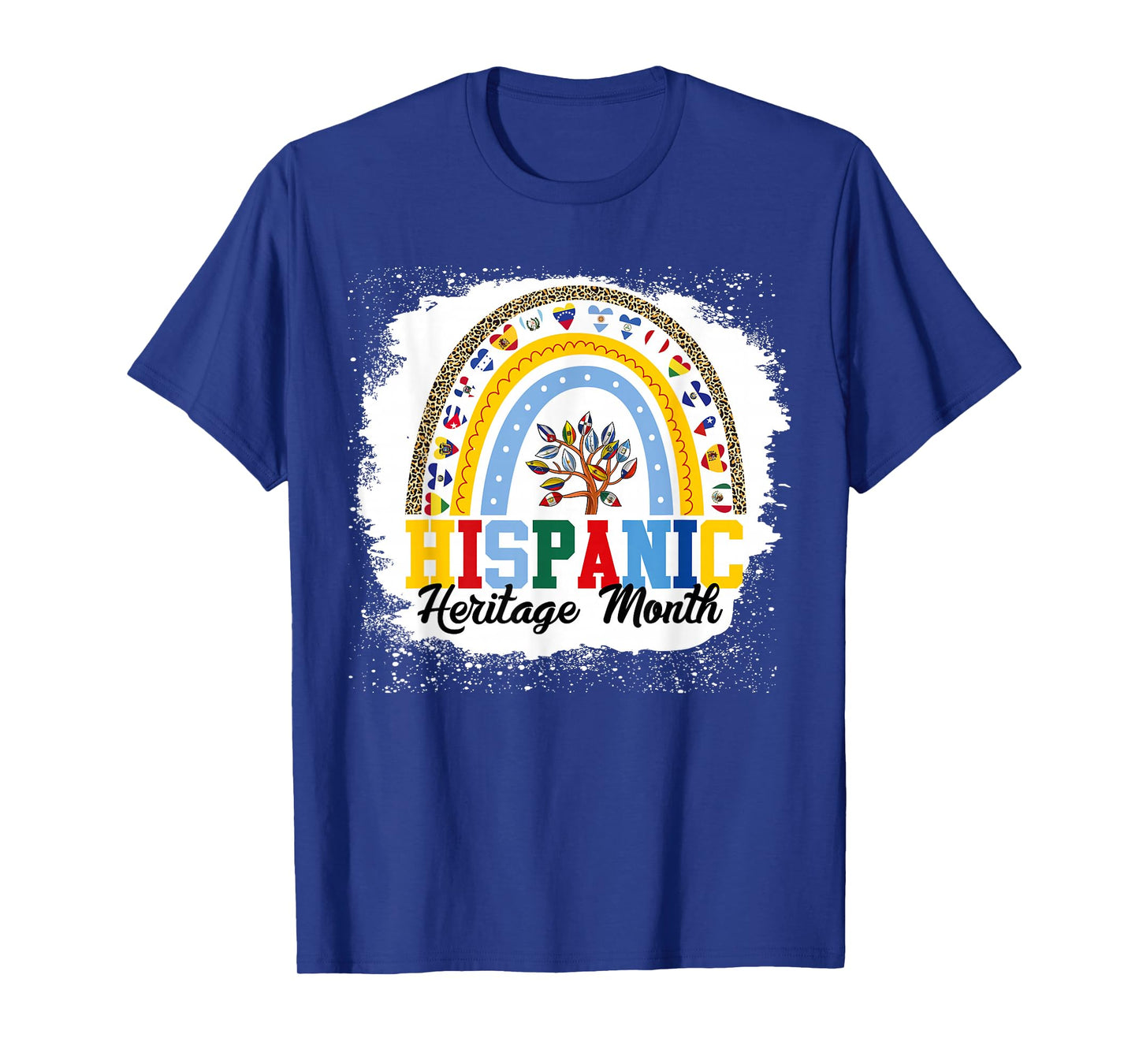 Hispanic Heritage Month all Countries Flags rainbow leopard T-Shirt