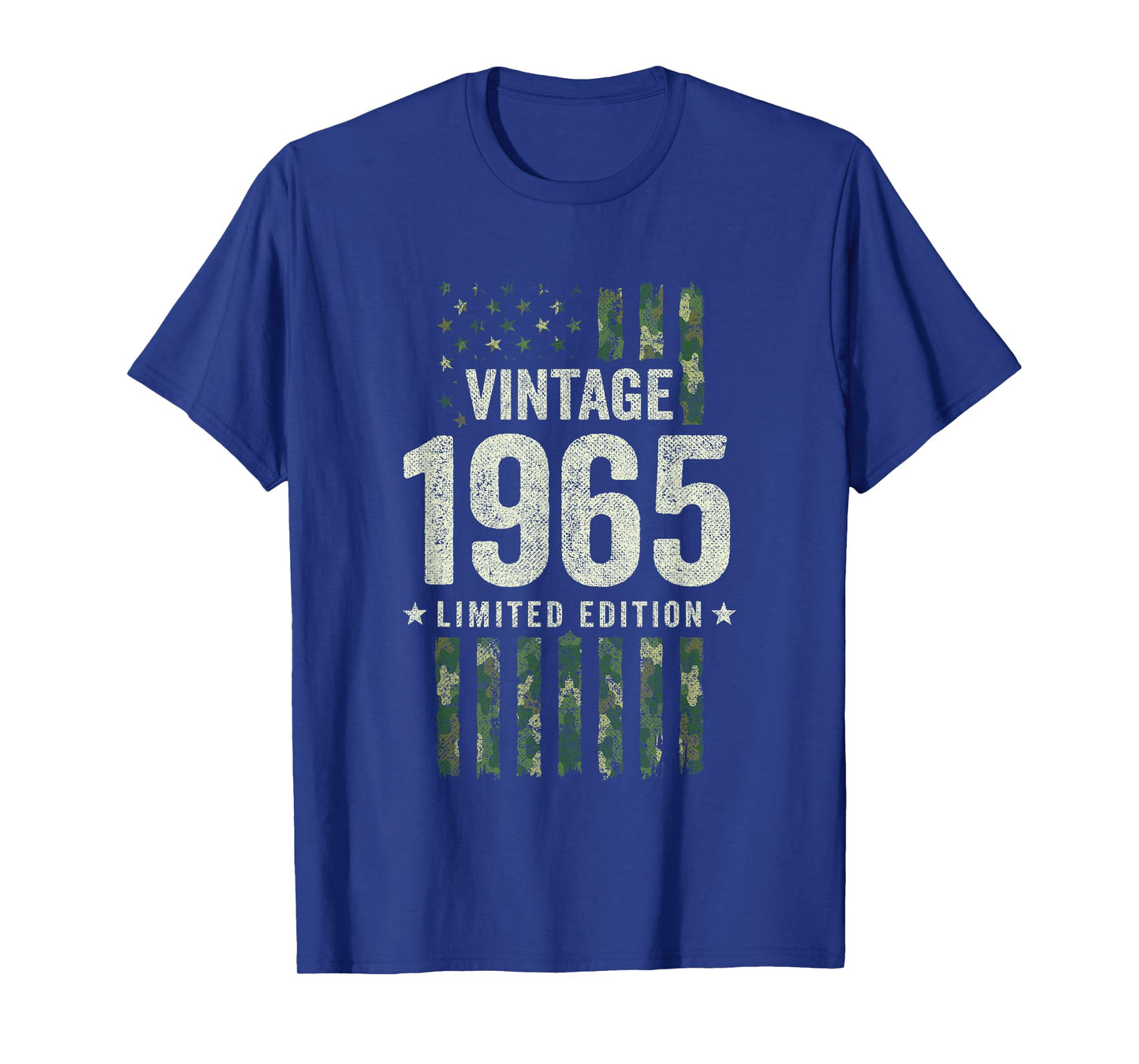 Vintage 1965 - Military Camo American Flag - Birthday 1965 T-Shirt