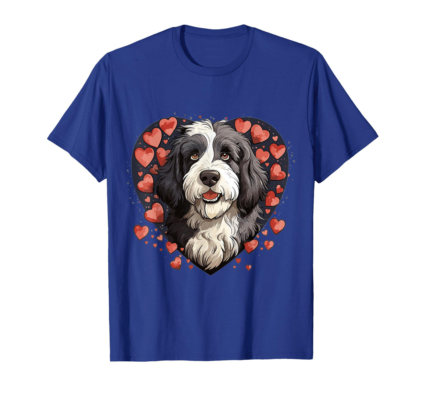 Bernedoodle Dog Breed Pet Cute Graphic with Hearts T-Shirt