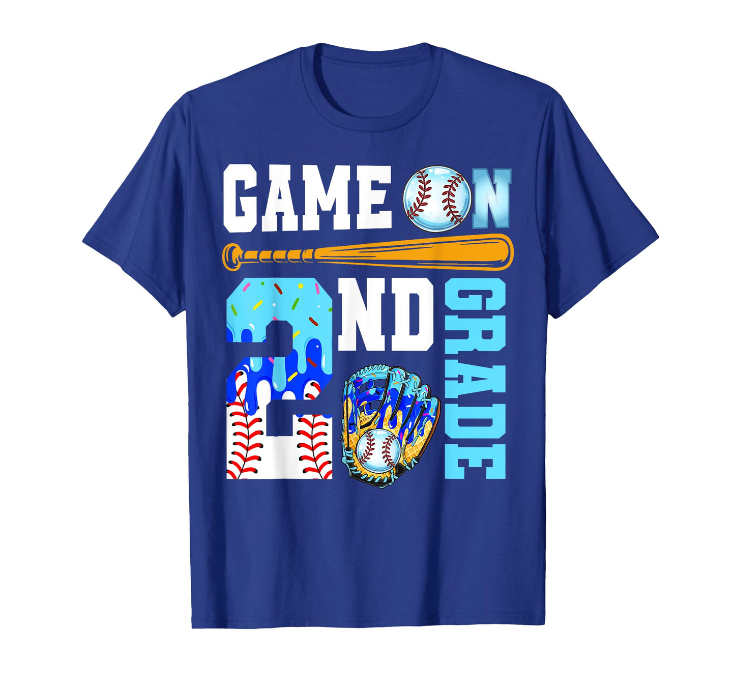 2nd Grade Back To School Baseball Drip Ice Cream Game On T-Shirt