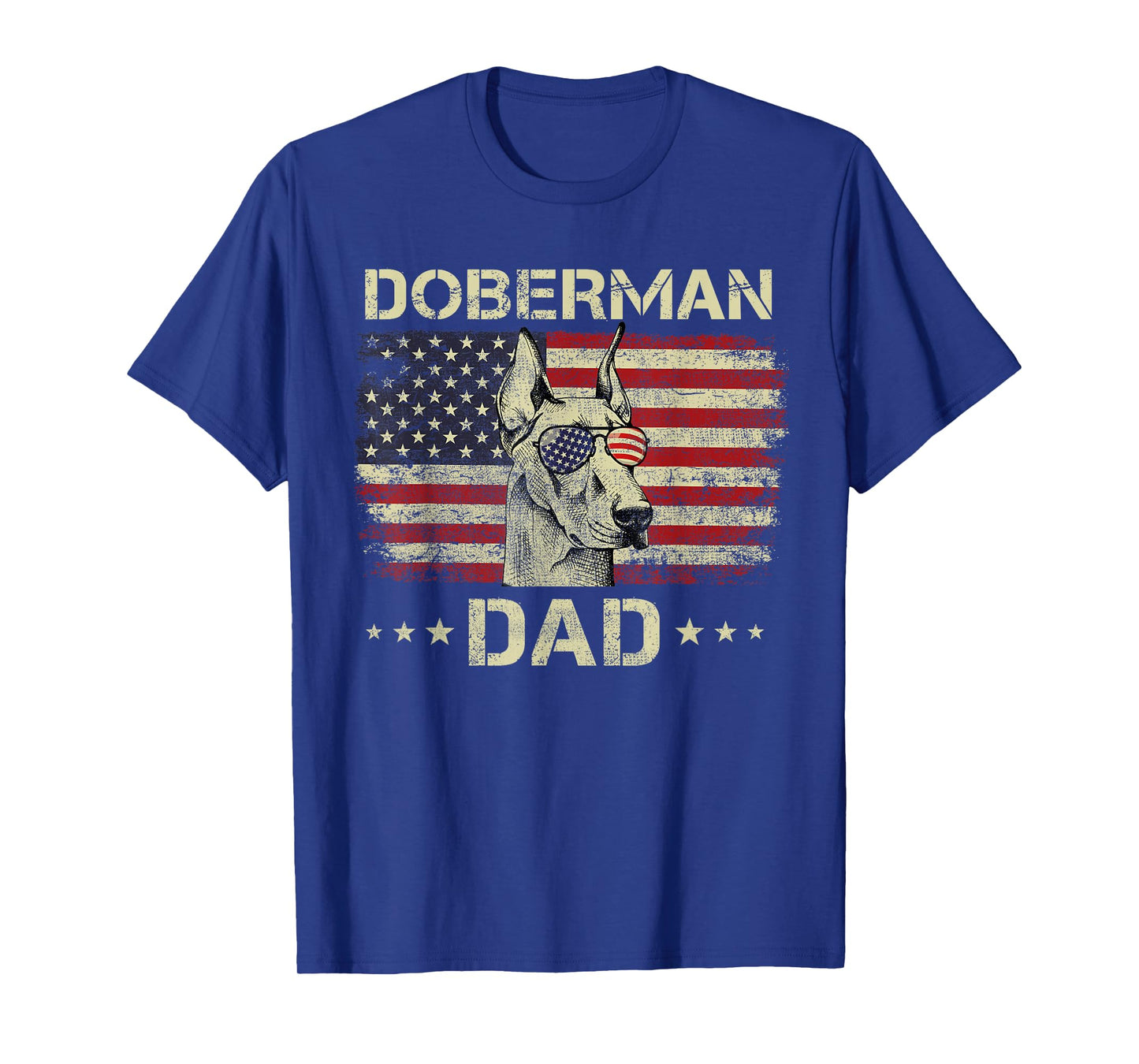 Doberman Dad Dog Lovers American Flag 4th Of July T-Shirt