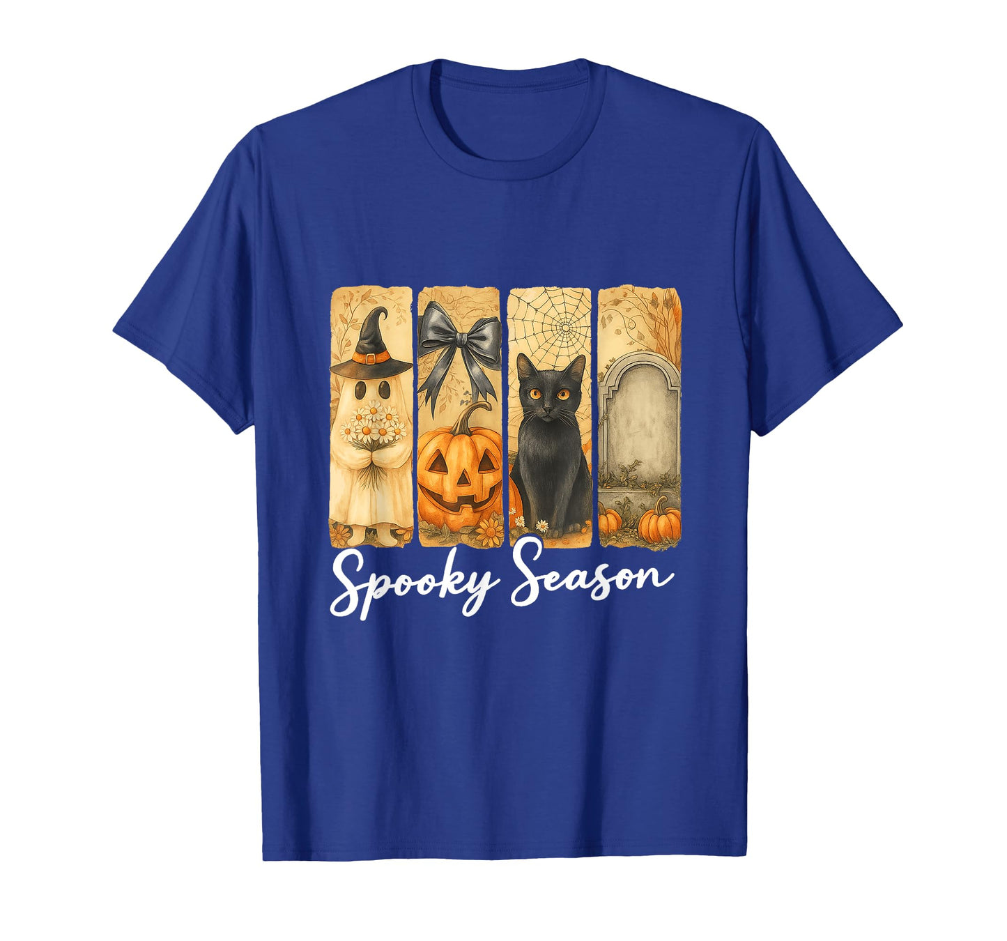 Retro Halloween Spooky Season Ghost Pumpkin Cat Men Women T-Shirt