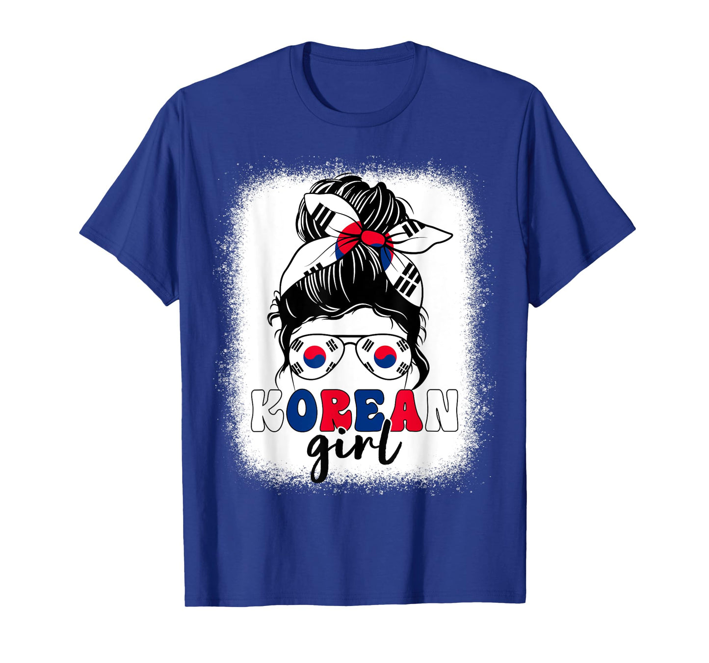 Korean Girl Messy Bun Korea Flag Patriotic Women Kids T-Shirt