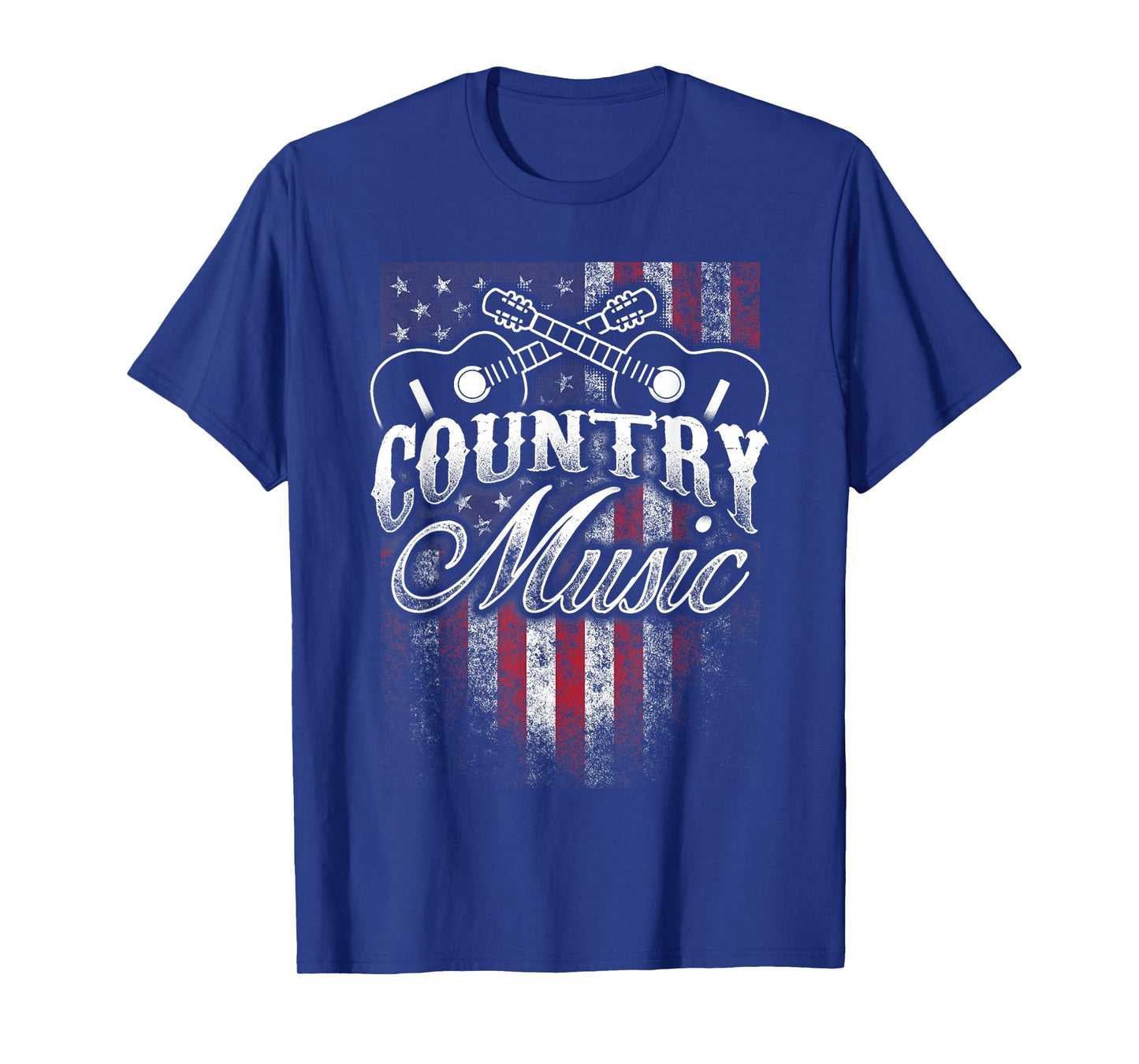 Country Music Guitar & American Flag Western Design T-Shirt