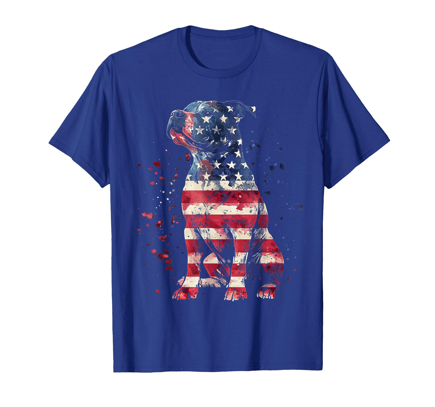 Patriotic Pitbull American Flag 4th of July Dog Pitbull Dad T-Shirt