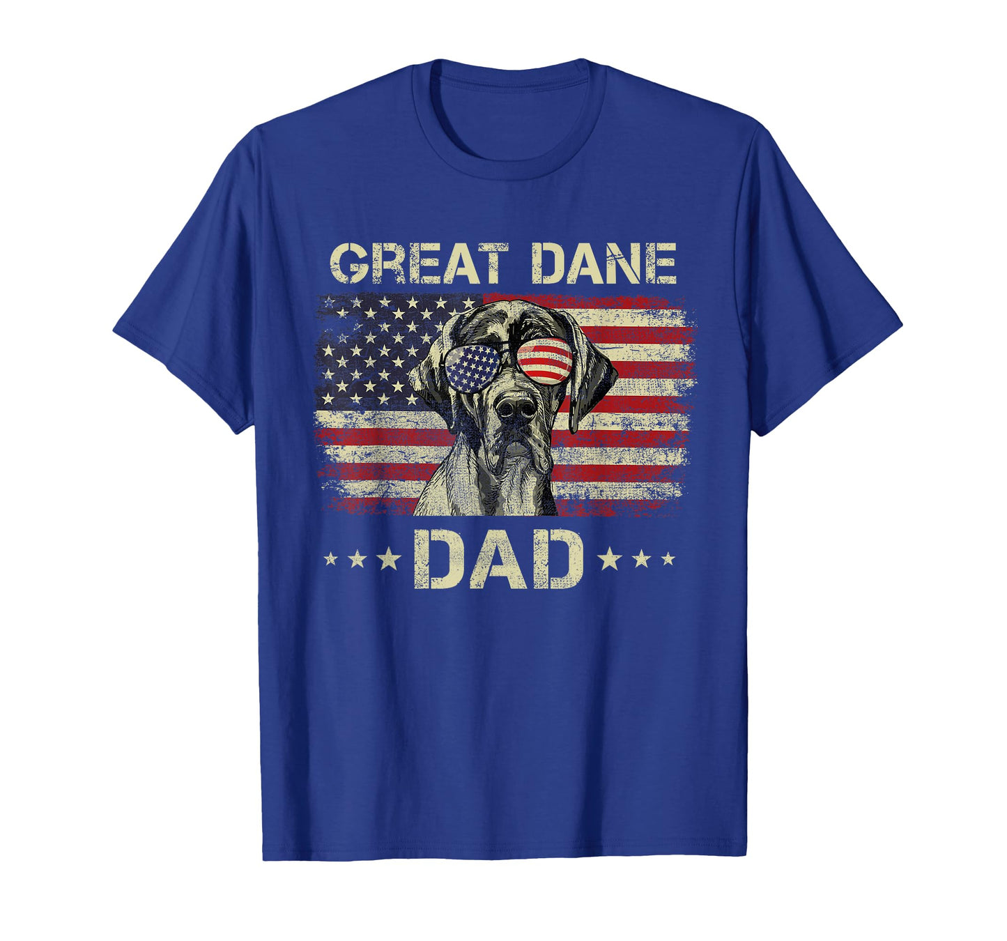 Great Dane Dad Dog Lovers American Flag 4th Of July T-Shirt