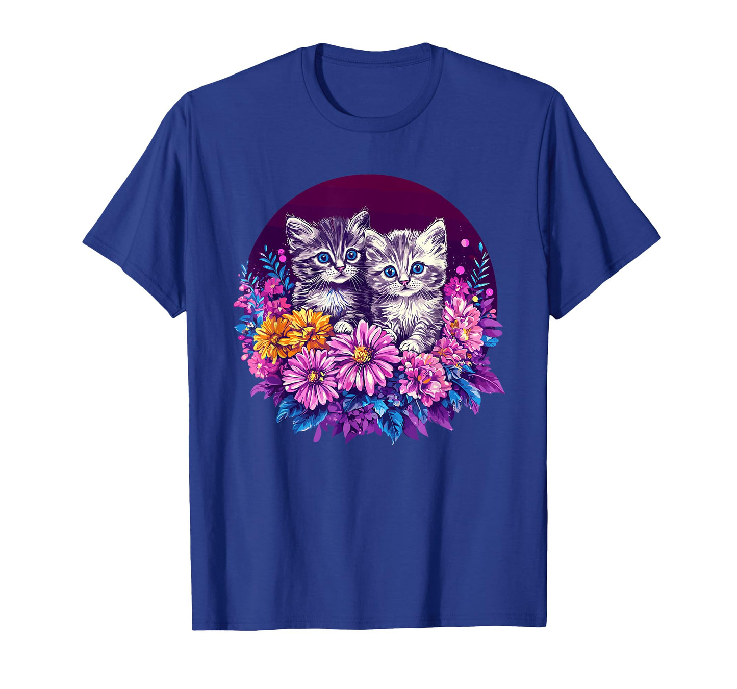 Adorable Kittens In Vibrant Floral Setting T-Shirt