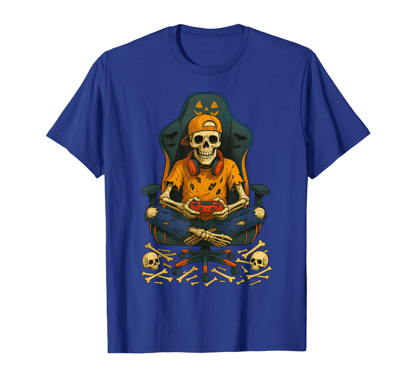 Skeleton Gamer Video Gaming Halloween Boys Men Kids Teens T-Shirt