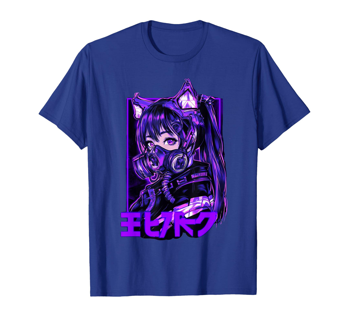 Futuristic Anime Catgirl Warrior Mask Cyberpunk Look T-Shirt