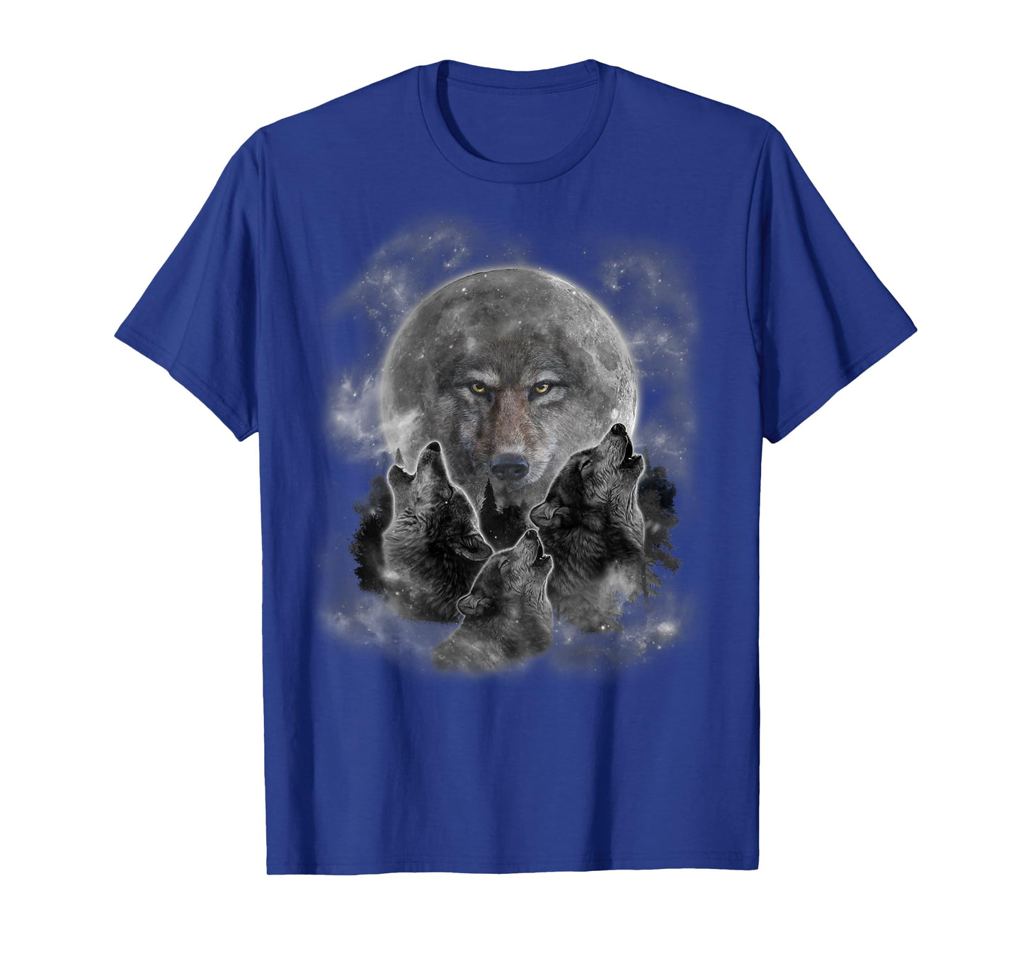 Grey Wolf Hunting Ground, Icy Moon, Forest, Galaxy T-Shirt