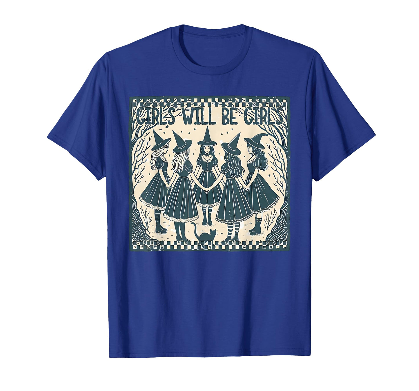 Vintage Girl Will be Girls Funny Witch Halloween T-Shirt