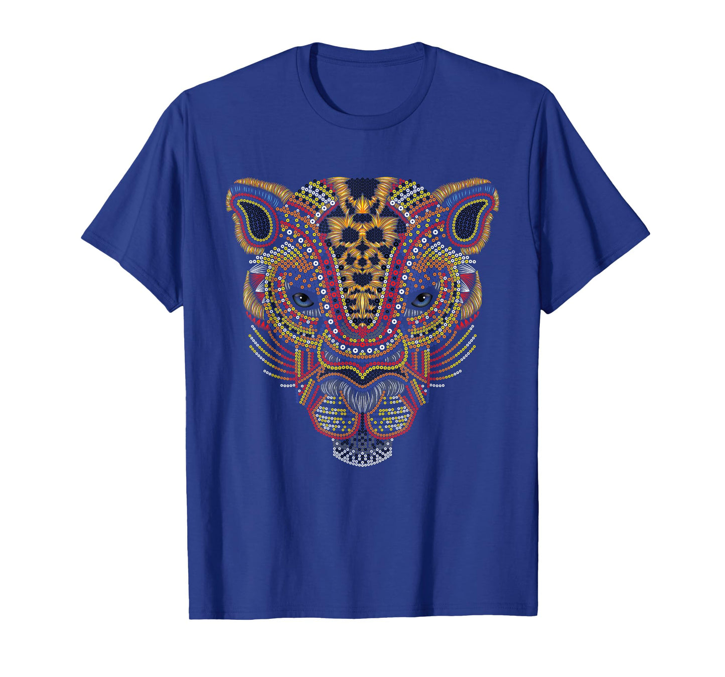 Jaguar head art huichol face mexico Aztec Mayas for big cats T-Shirt