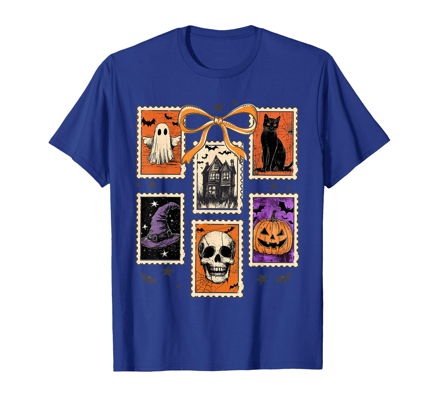 Vintage Funny Coquette Bow Boojee Ghosts Stamp Halloween T-Shirt
