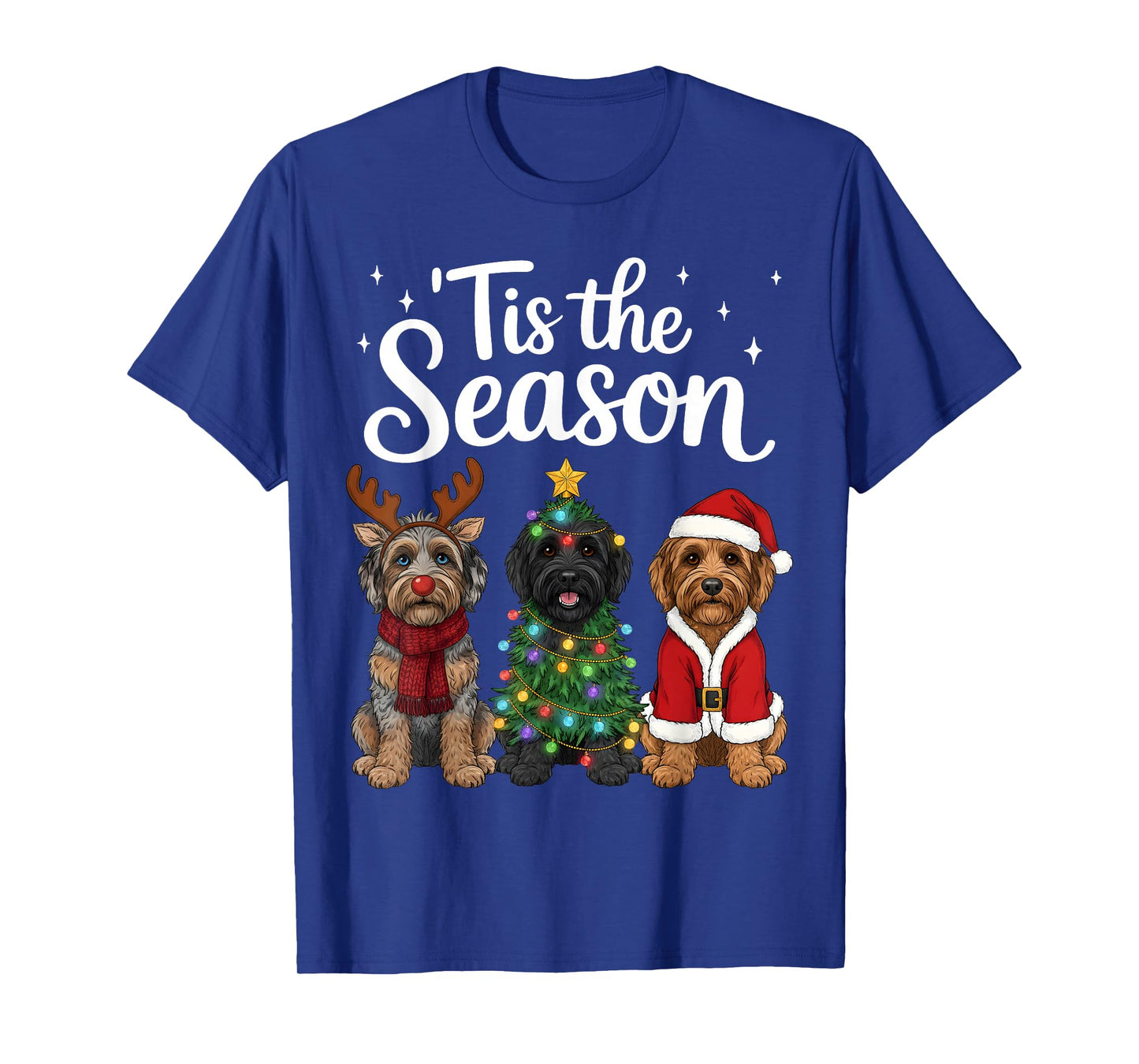 Tis The Season Aussiedoodle Christmas Santa Dog Lover T-Shirt