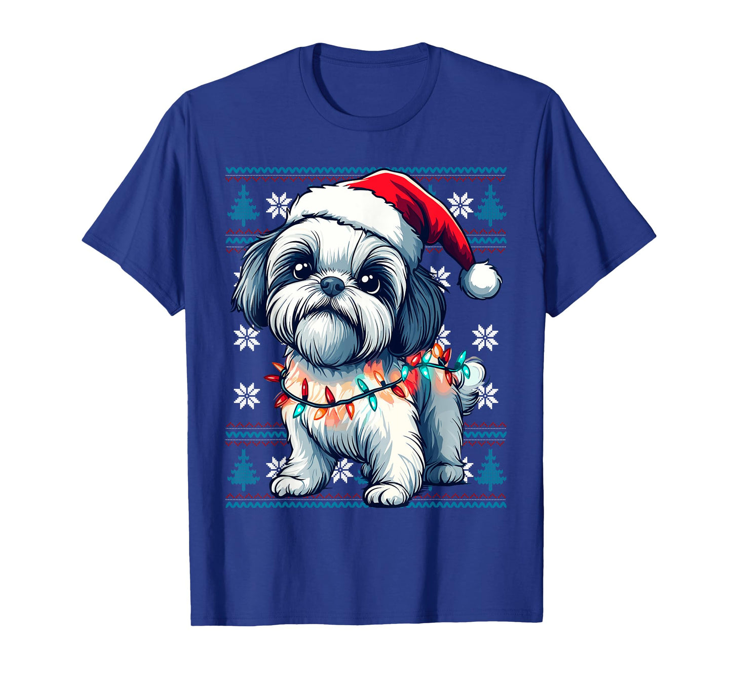 Shih Tzu Santa Xmas Tree Lights Shih Tzu Ugly Christmas T-Shirt