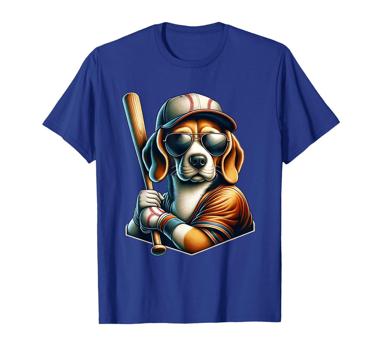 Funny Beagle Baseball Dog Lovers Sports Player Design Tee T-Shirt