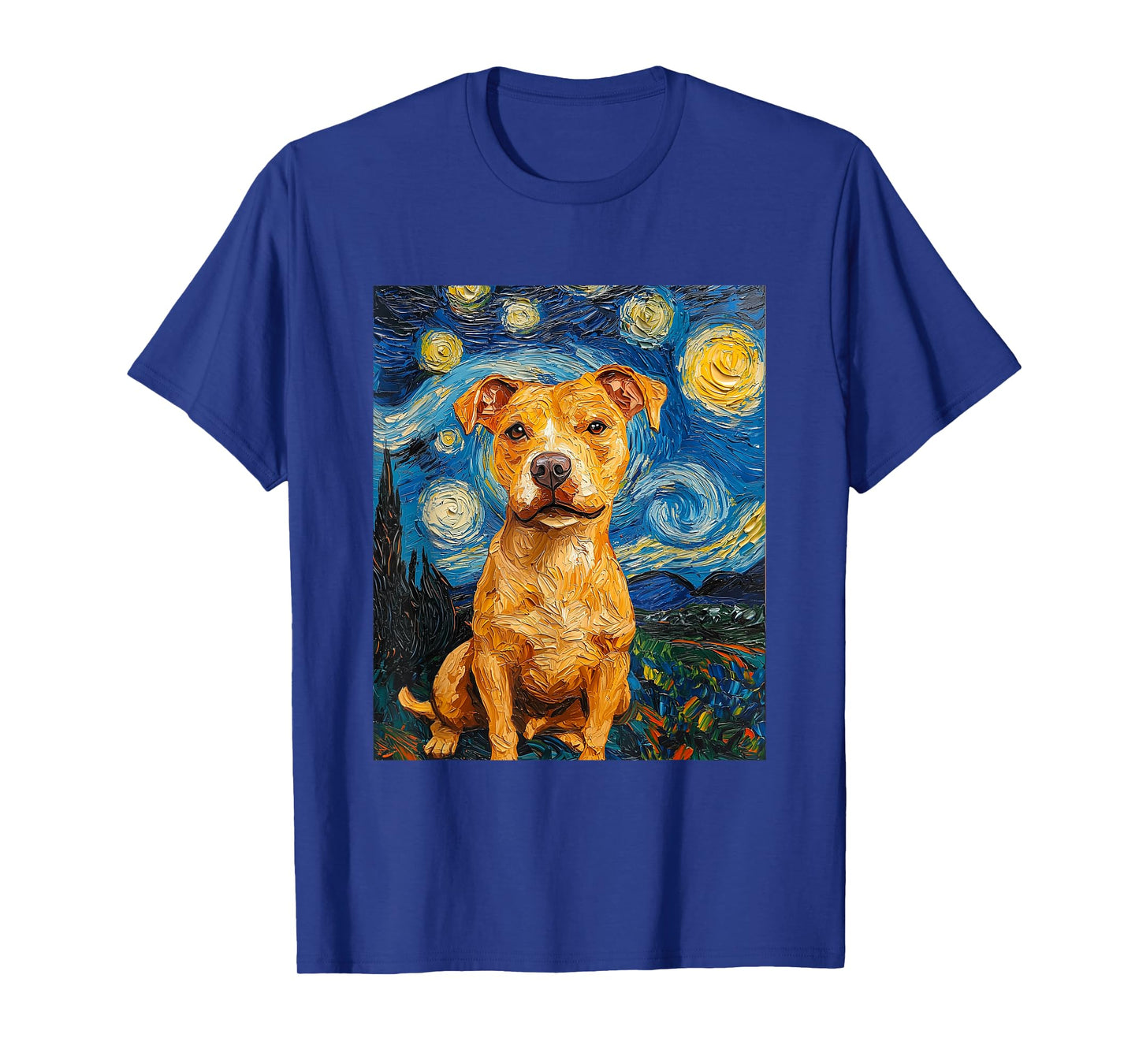 Pitbull Dog Pit Bull Pittie - Van Gogh Style - Starry Night T-Shirt