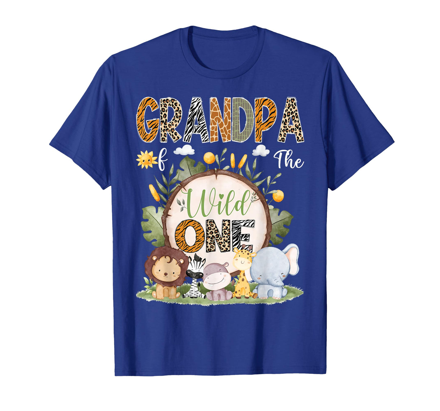 Grandpa Of The Wild One 1St Birthday Kids Safari Woodland T-Shirt