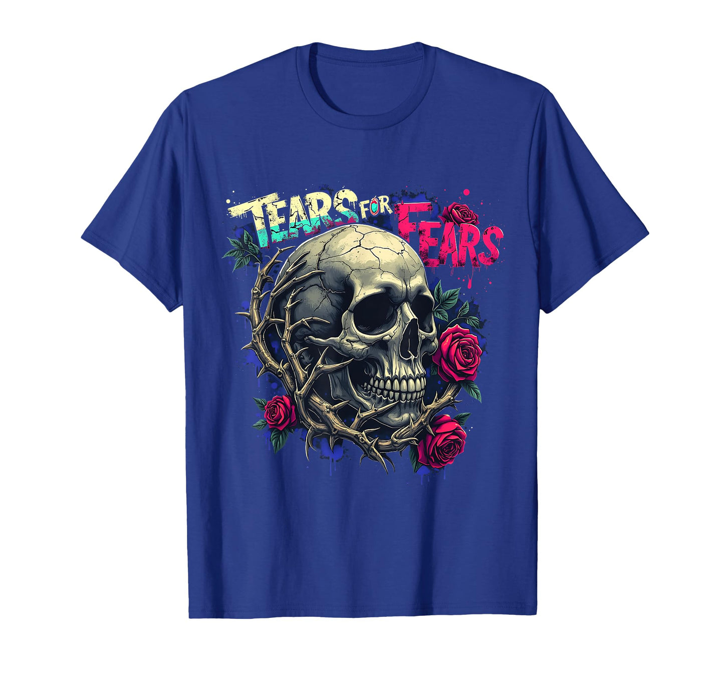 Tears for Fears Gothic Skull and Roses Dark Aesthetic Design T-Shirt