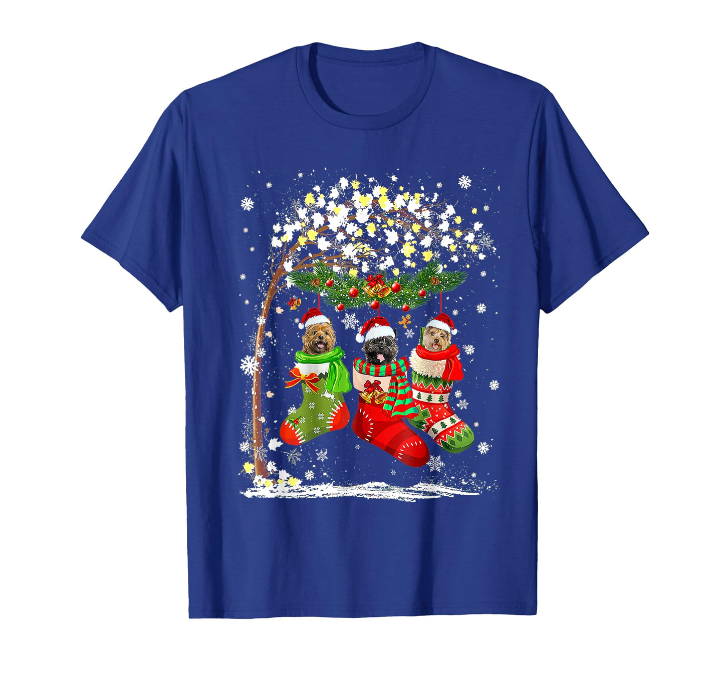 Funny Cairn Terrier Dog Tree Christmas Lights Xmas Pajama T-Shirt