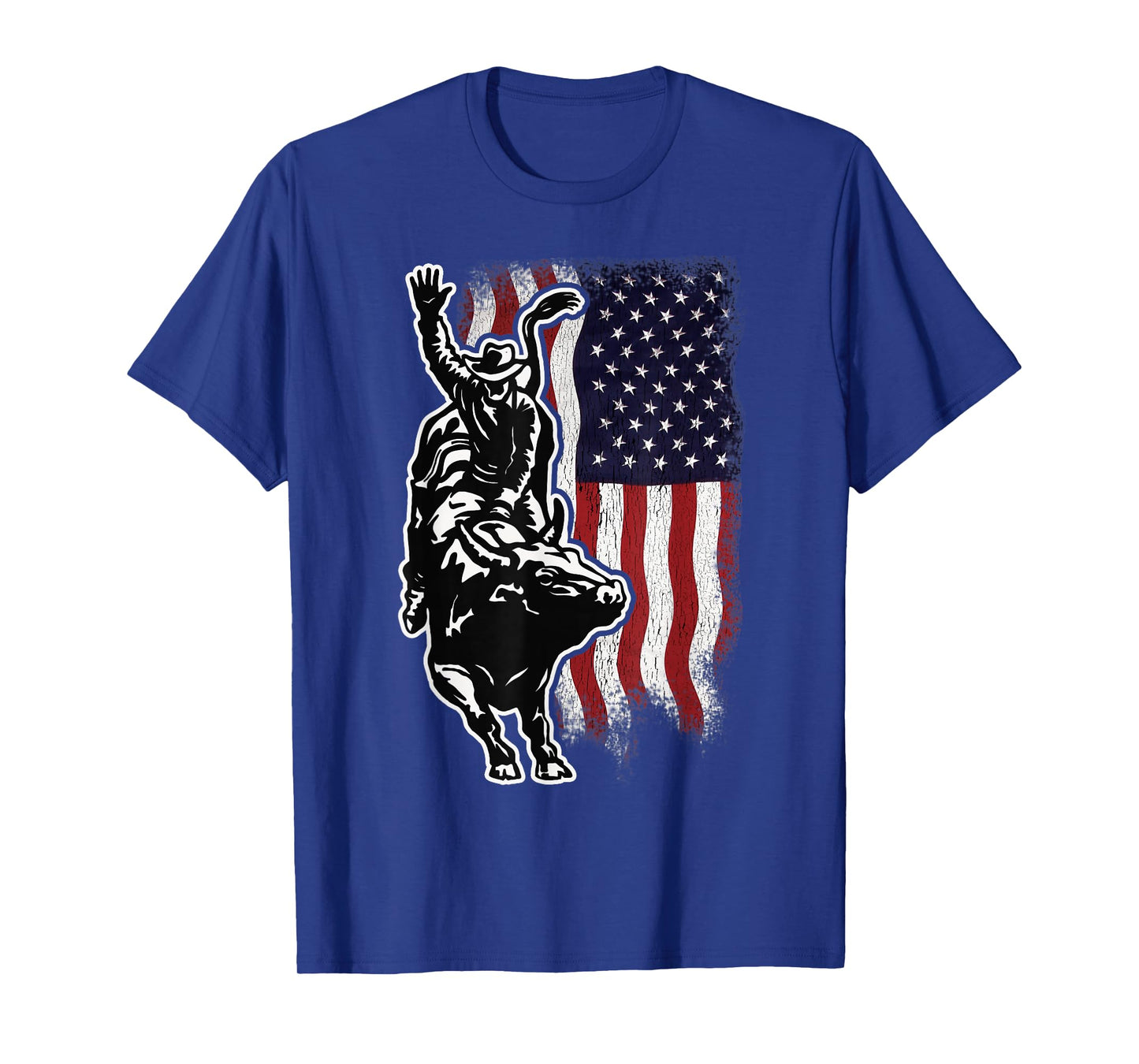 USA Patriotism Rider Independence Day Gift For Men American Flag Bull Riding Cowboy 4th Of July Patriotic Rodeo Unisex-Adults Boys T-Shirt