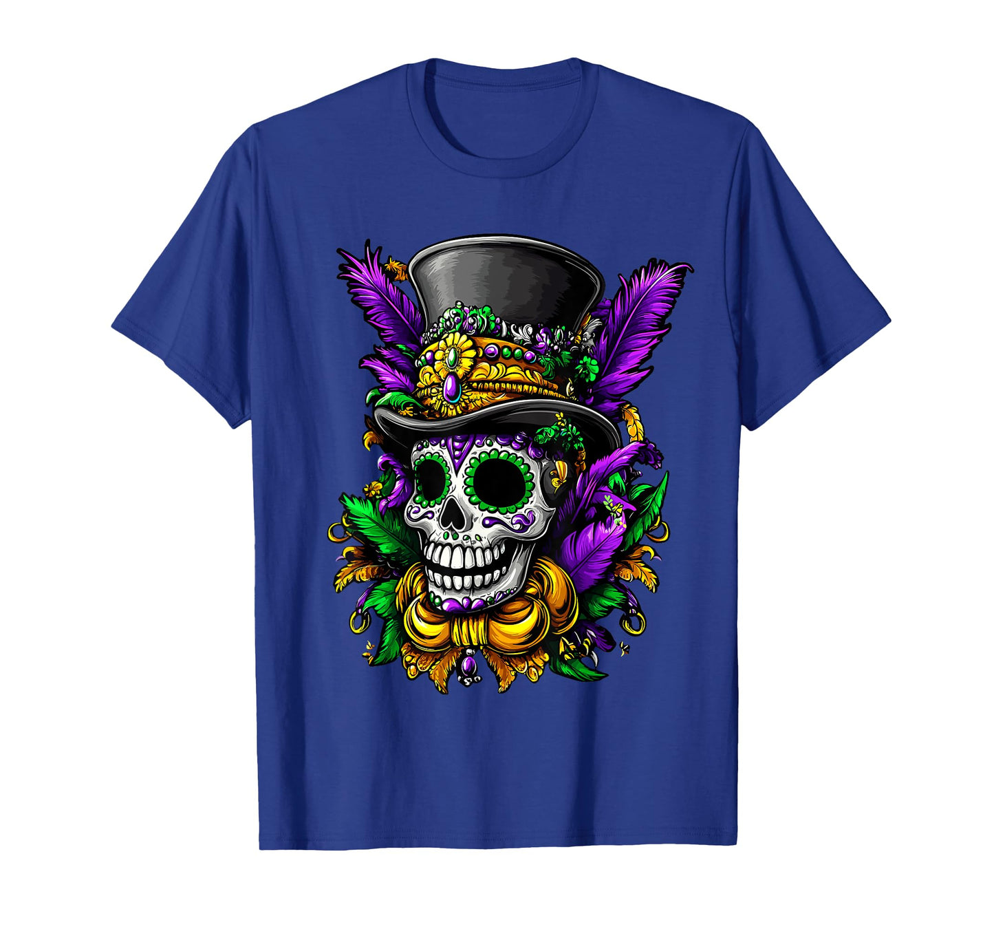 Colorful Sugar Skull With Top Hat Art T-Shirt