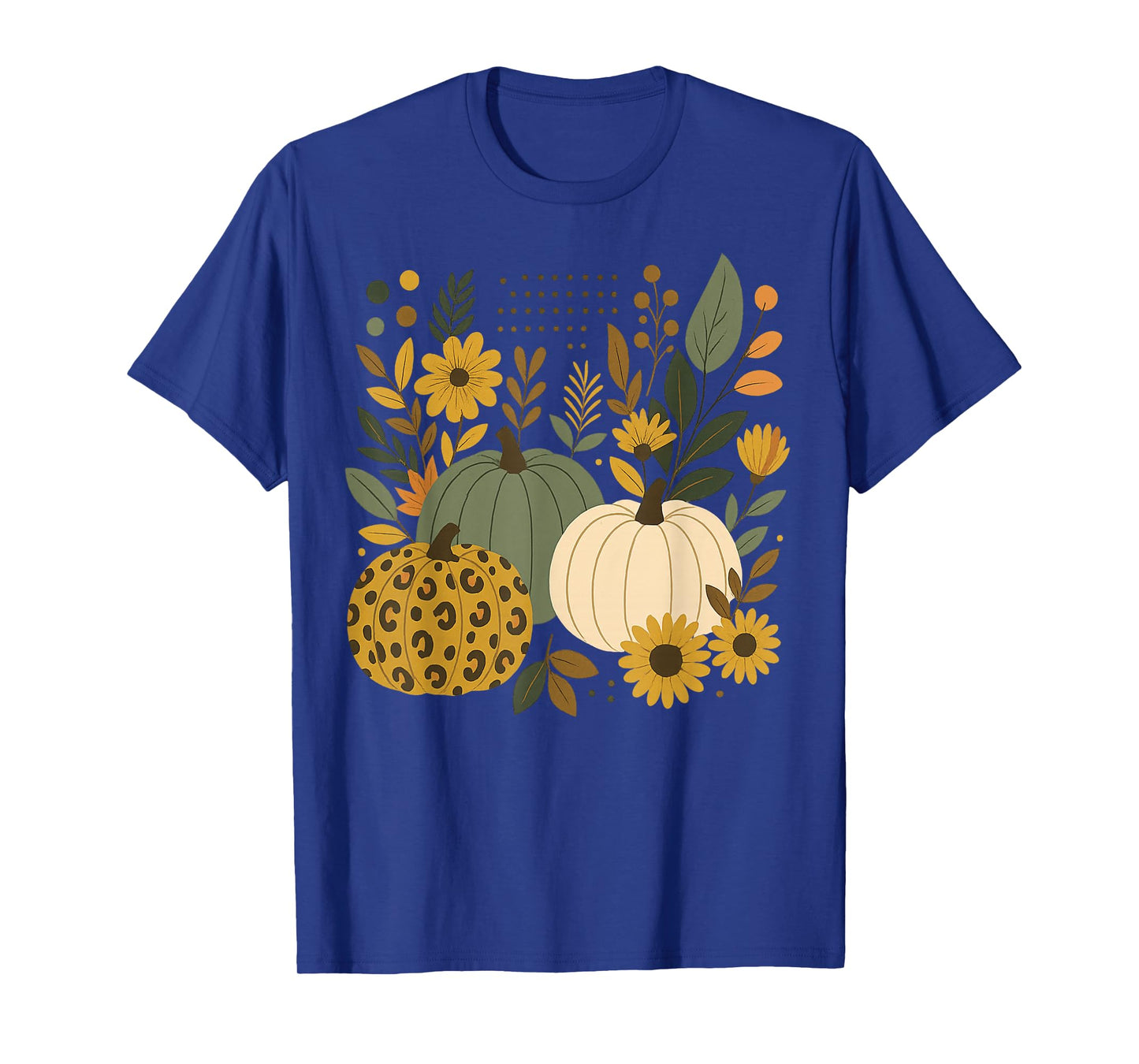 Funny Pumpkin Vintage Boho Floral Fall Vibes Thanksgiving T-Shirt