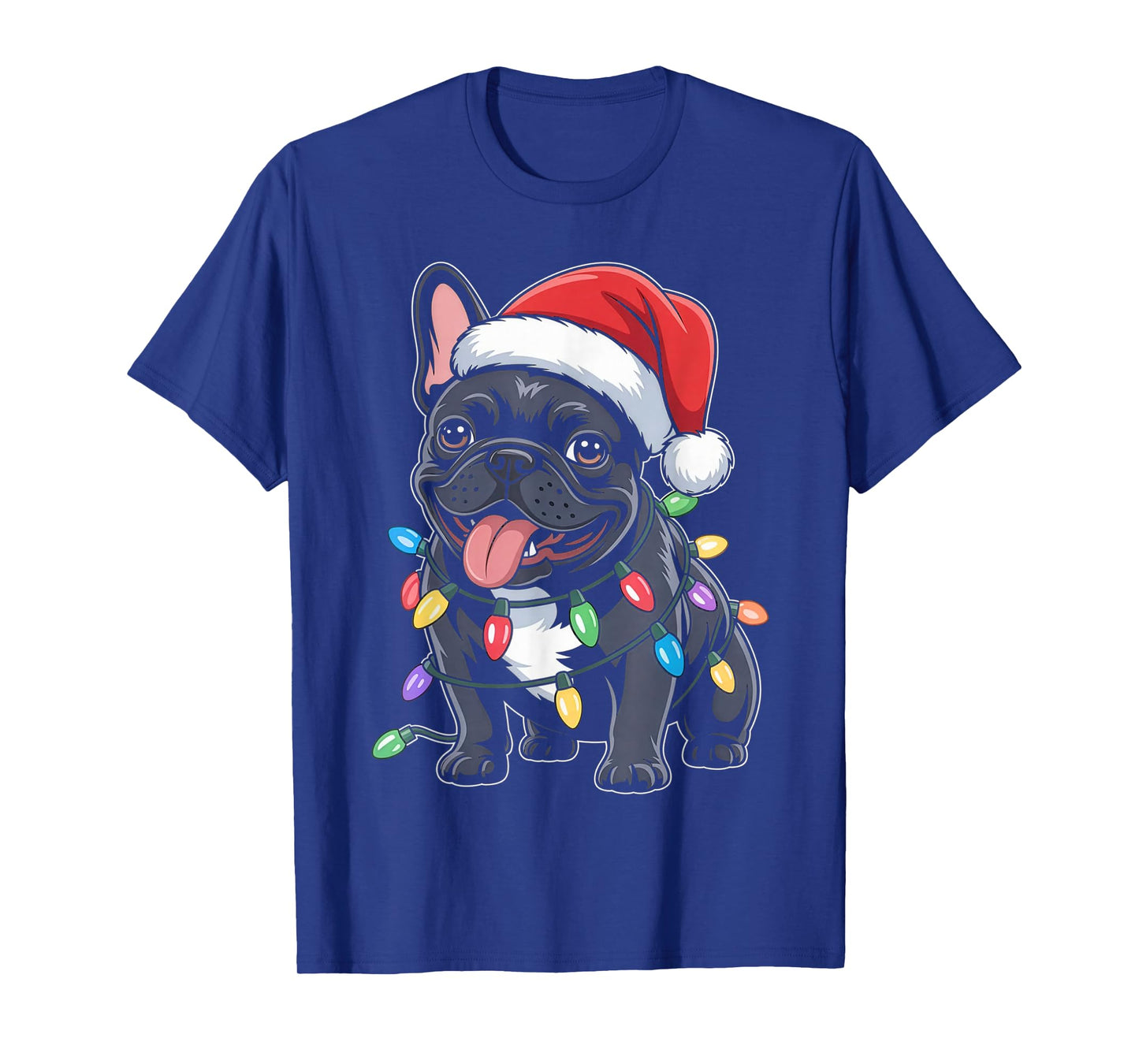 French Bulldog Santa Hat Christmas Lights Gifts T-Shirt
