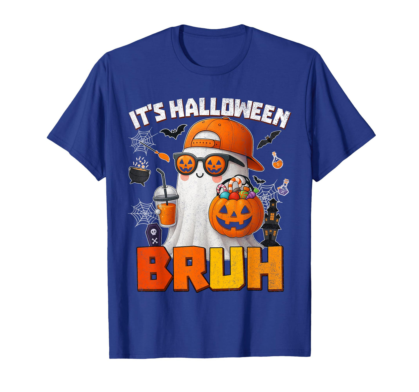 Its Halloween Bruh Boo Ghost Pumpkin Costume Boys Kids Mens T-Shirt