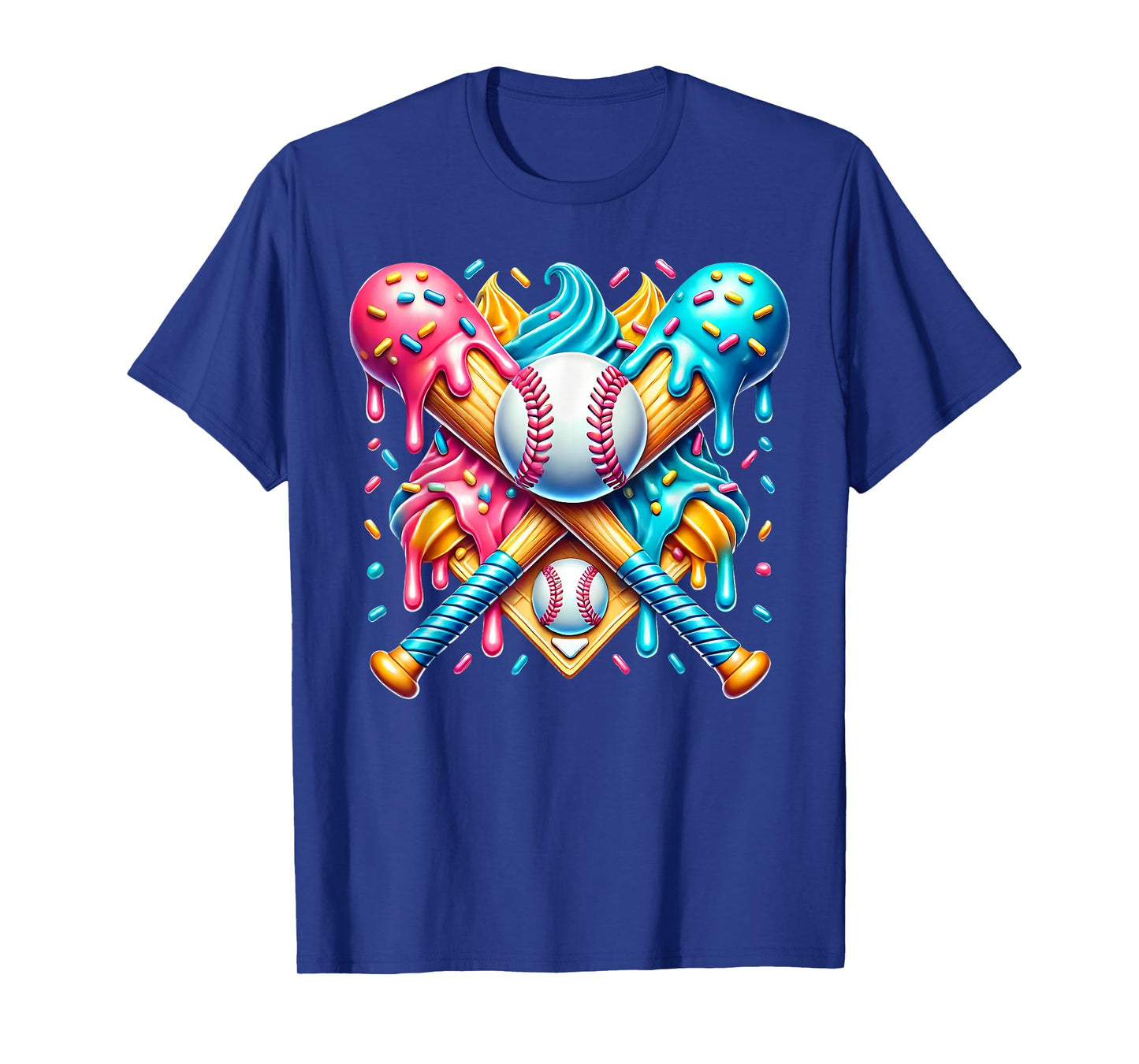 Cool Sport Baseball Bat Home Plate Drip With Sprinkles Drip T-Shirt