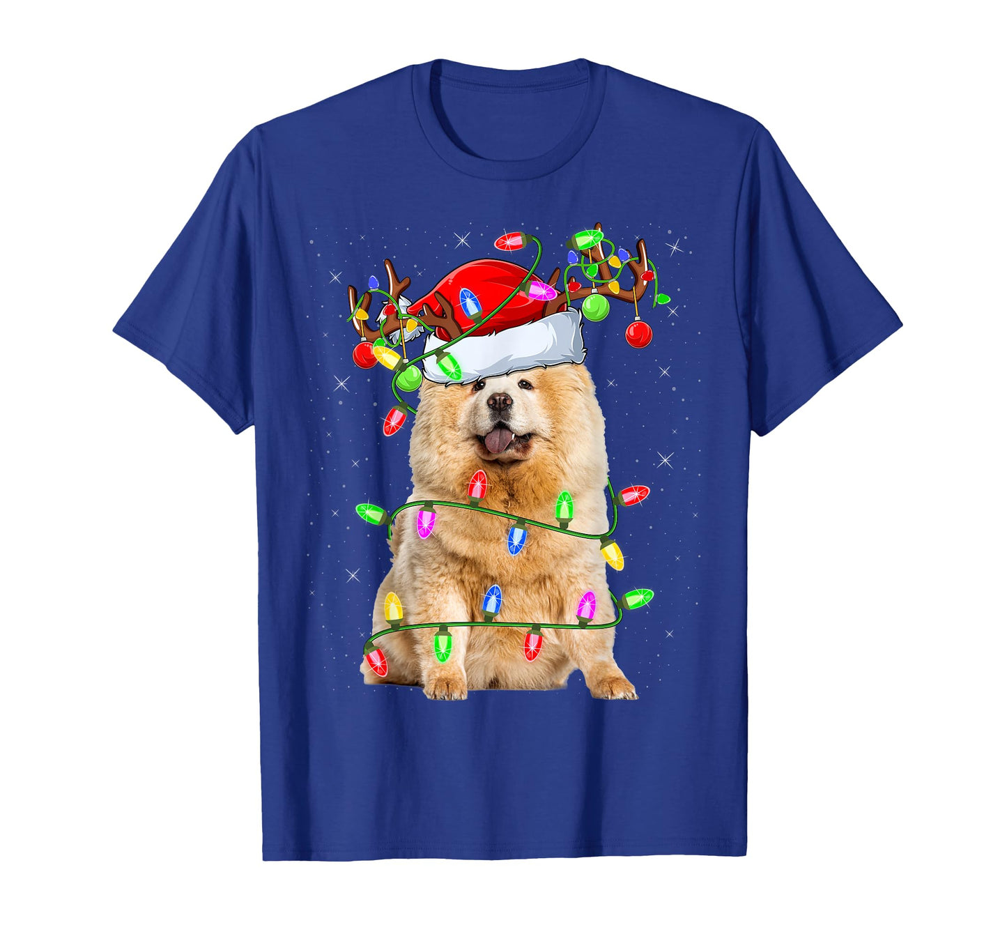 Chow Chow Dog Lover Xmas Lighting Santa Chow Chow Christmas T-Shirt
