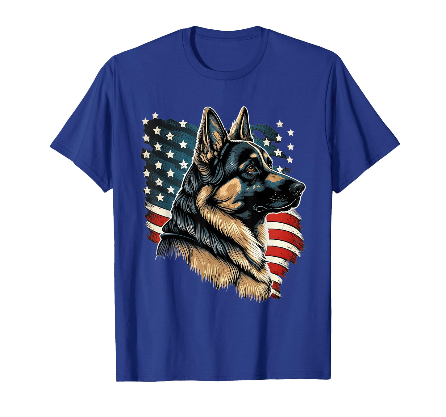 Patriotic USA German Shepherd With American Flag T-Shirt