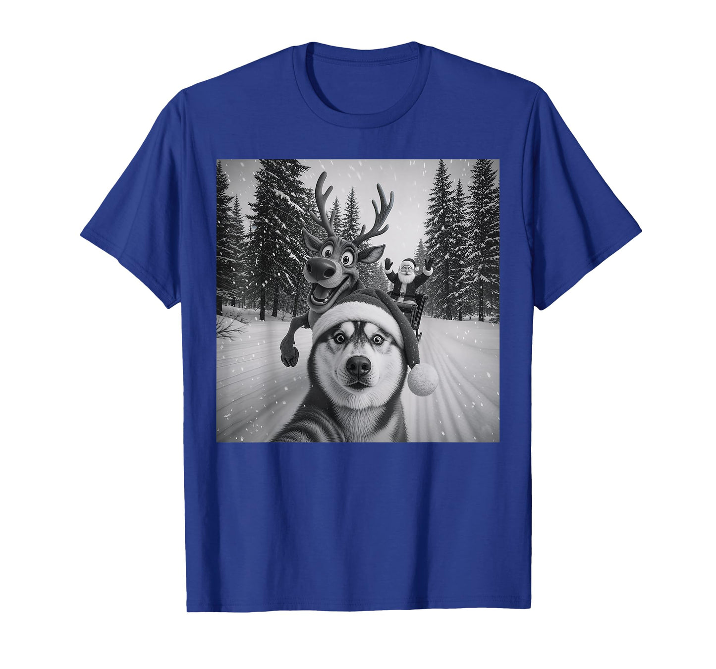 Funny Dog Selfie Christmas Reindeer Boys Husky Christmas T-Shirt