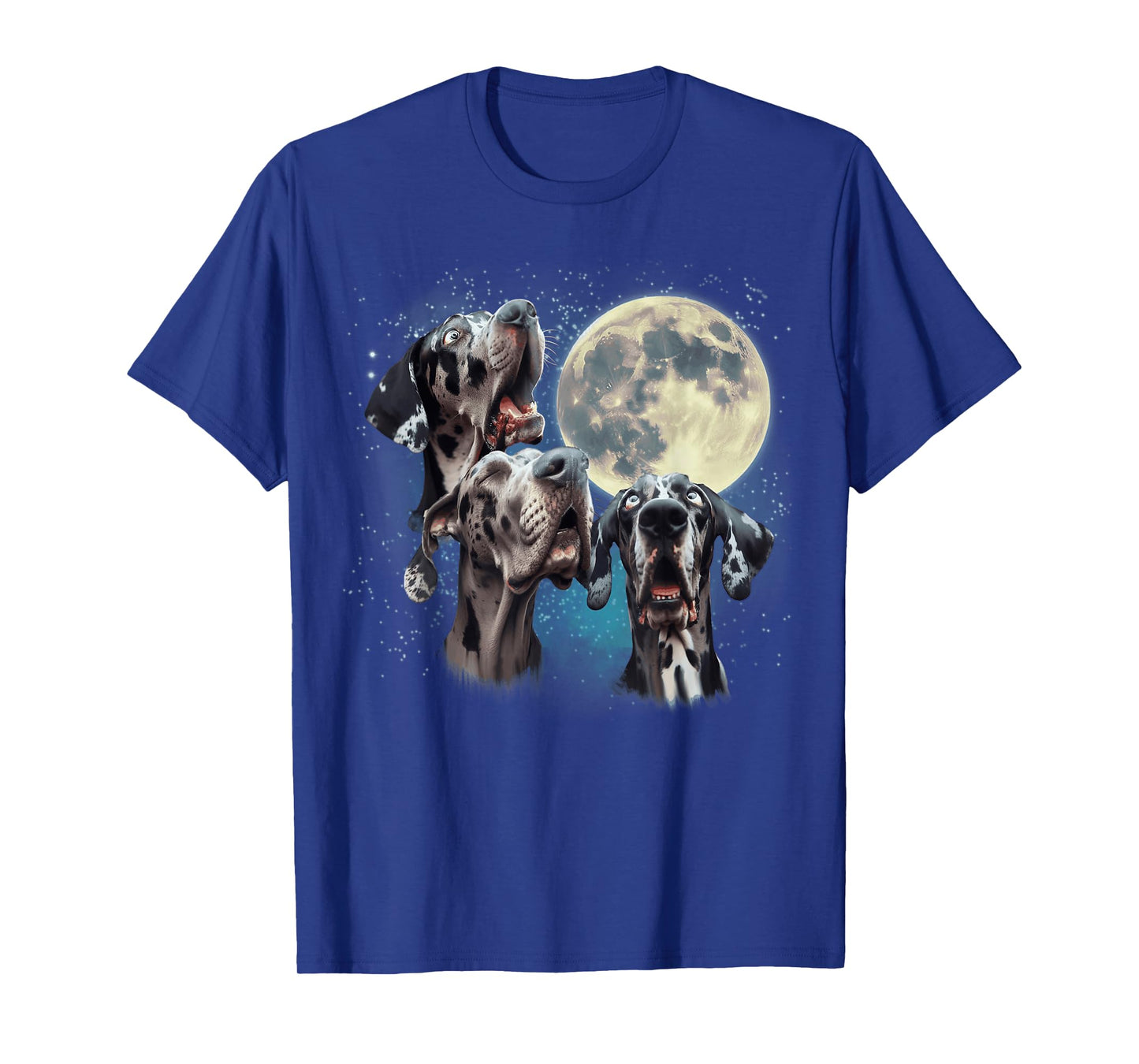 Funny Three Dog Moon, 3 Great Dane Merle Natural, Weird Meme T-Shirt for Men Women Kids